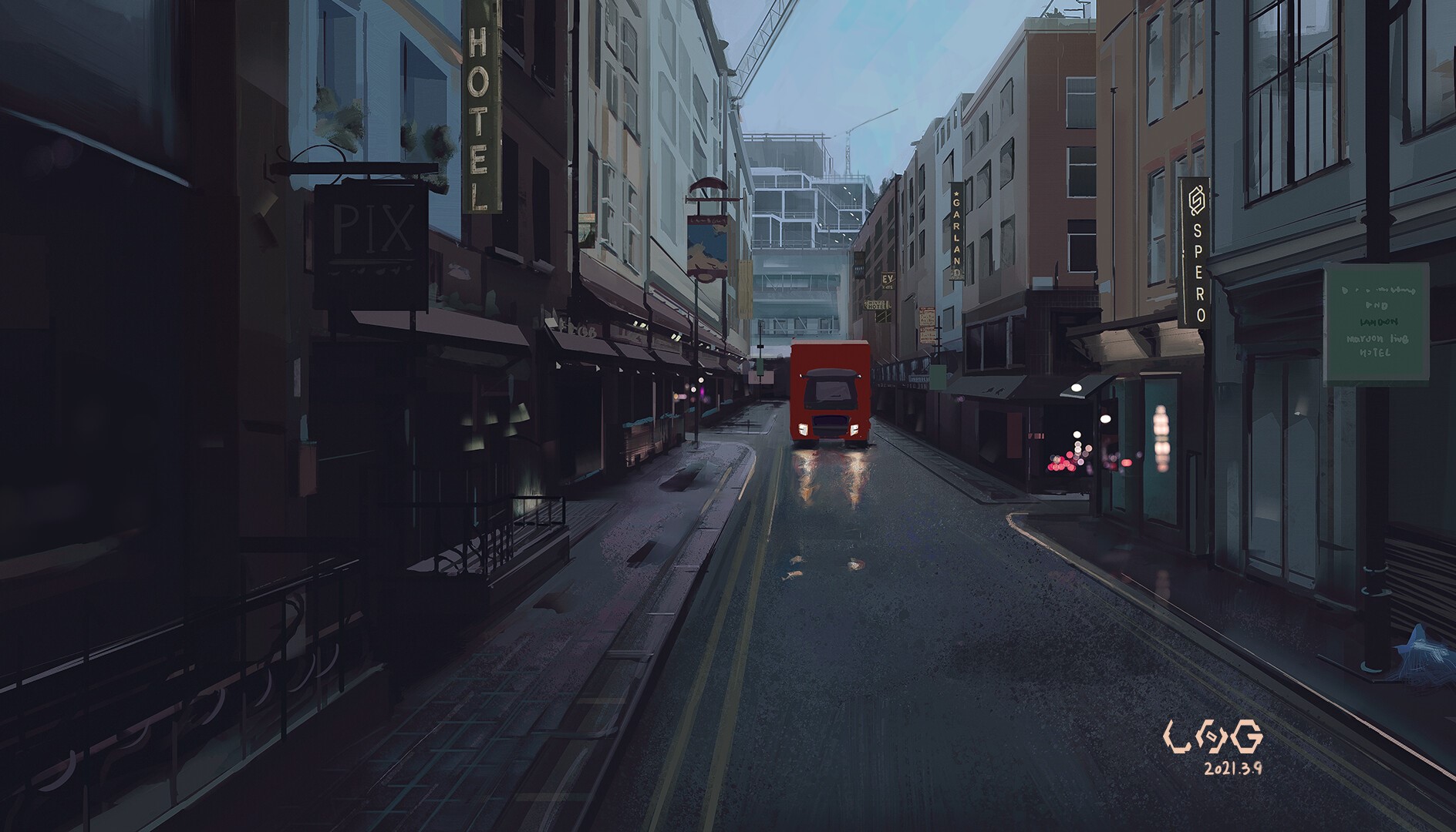 digital art, truck, cityscape, artwork HD Wallpaper