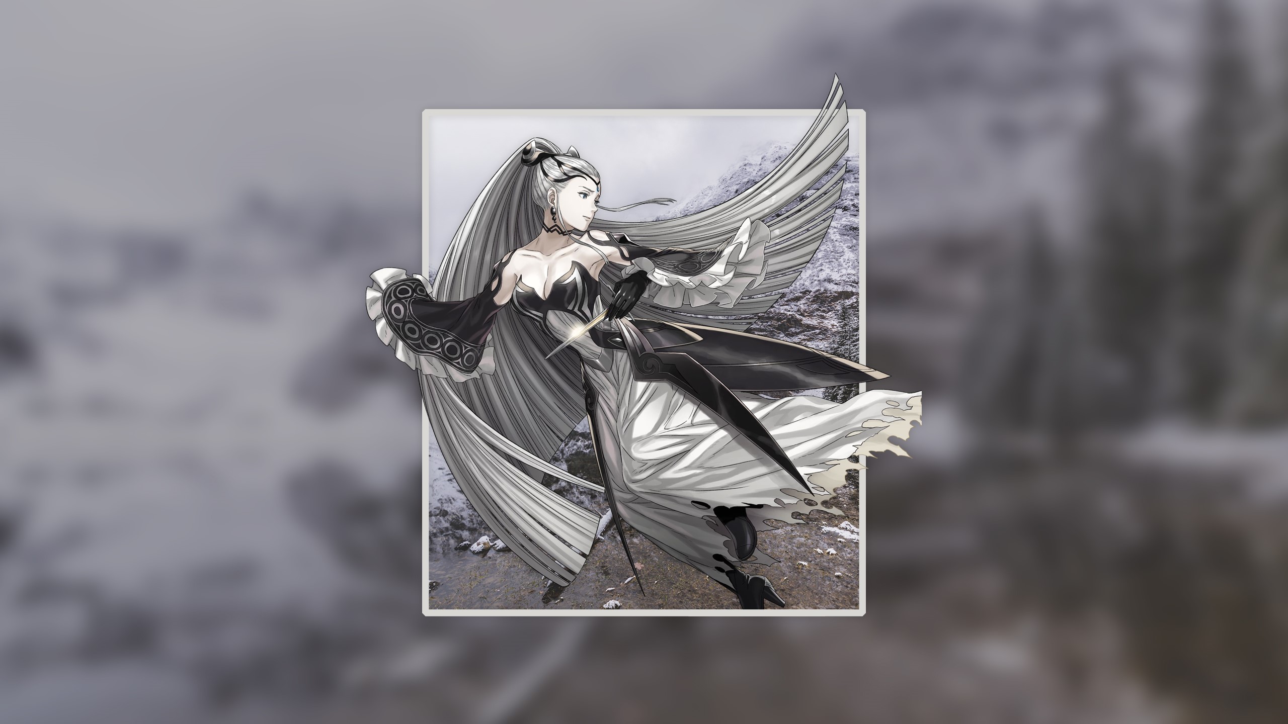 anime, renders in shapes, picture-in-picture, white hair HD Wallpaper