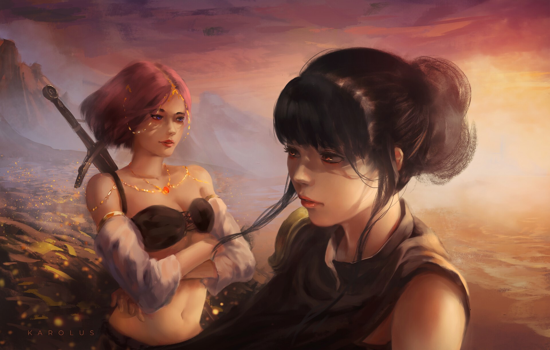 digital art, Karolus Wijaya, fantasy girl, women, original characters HD Wallpaper