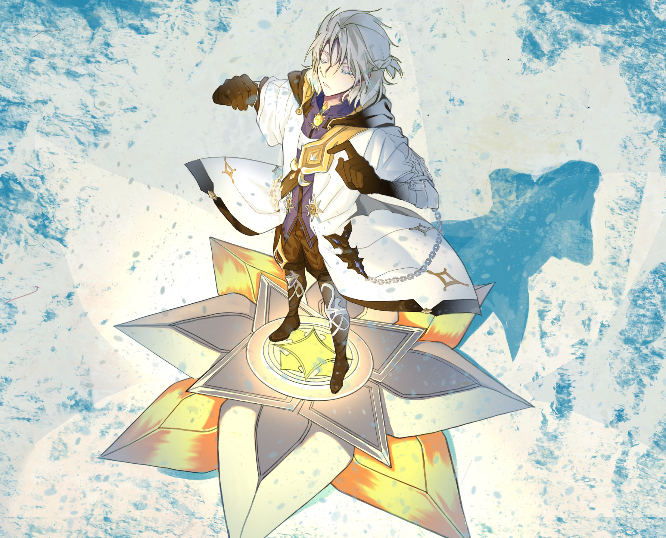 Albedo Genshin Impact standing on a star HD Wallpaper