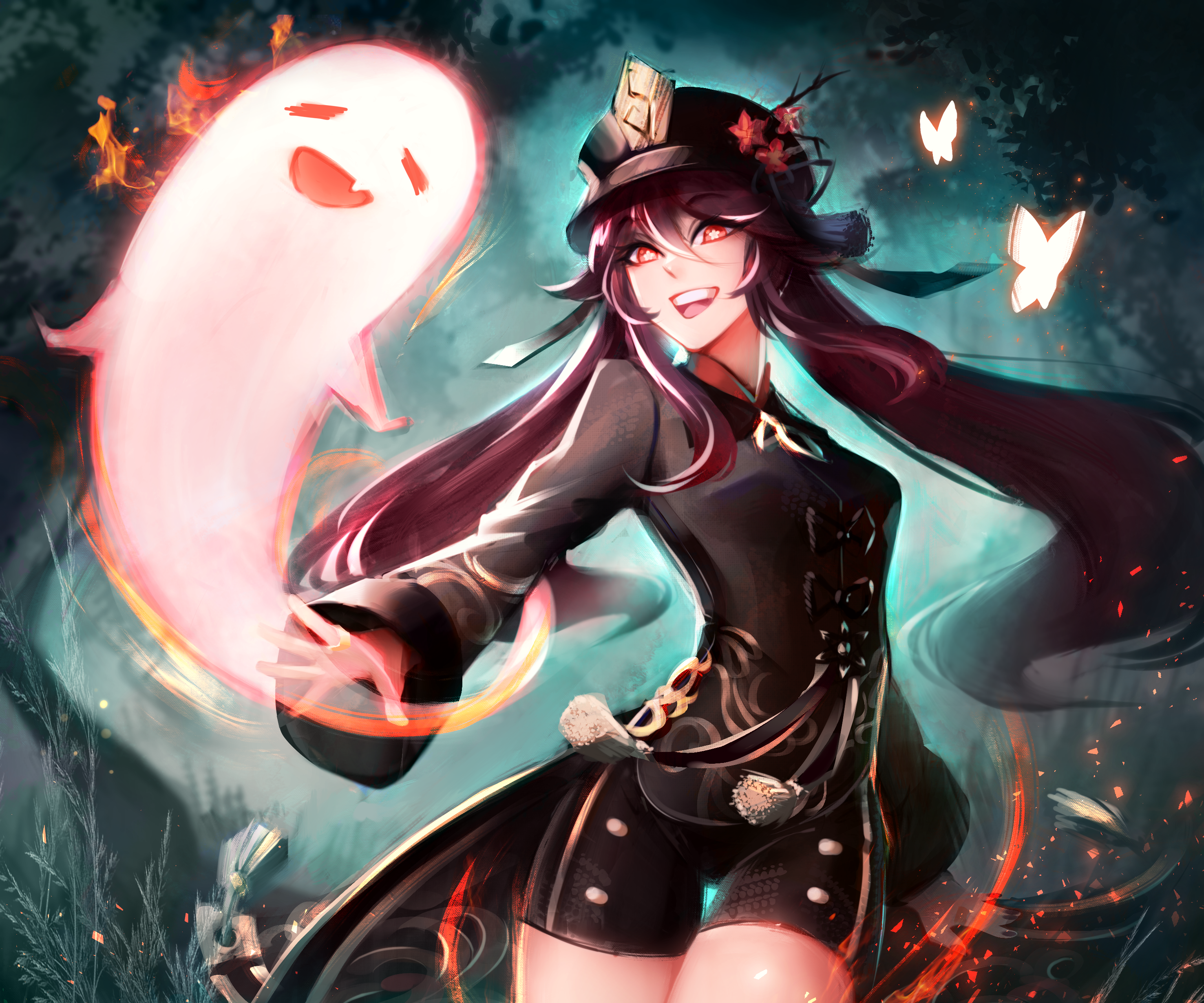 Hu Tao and Ghost HD Wallpaper