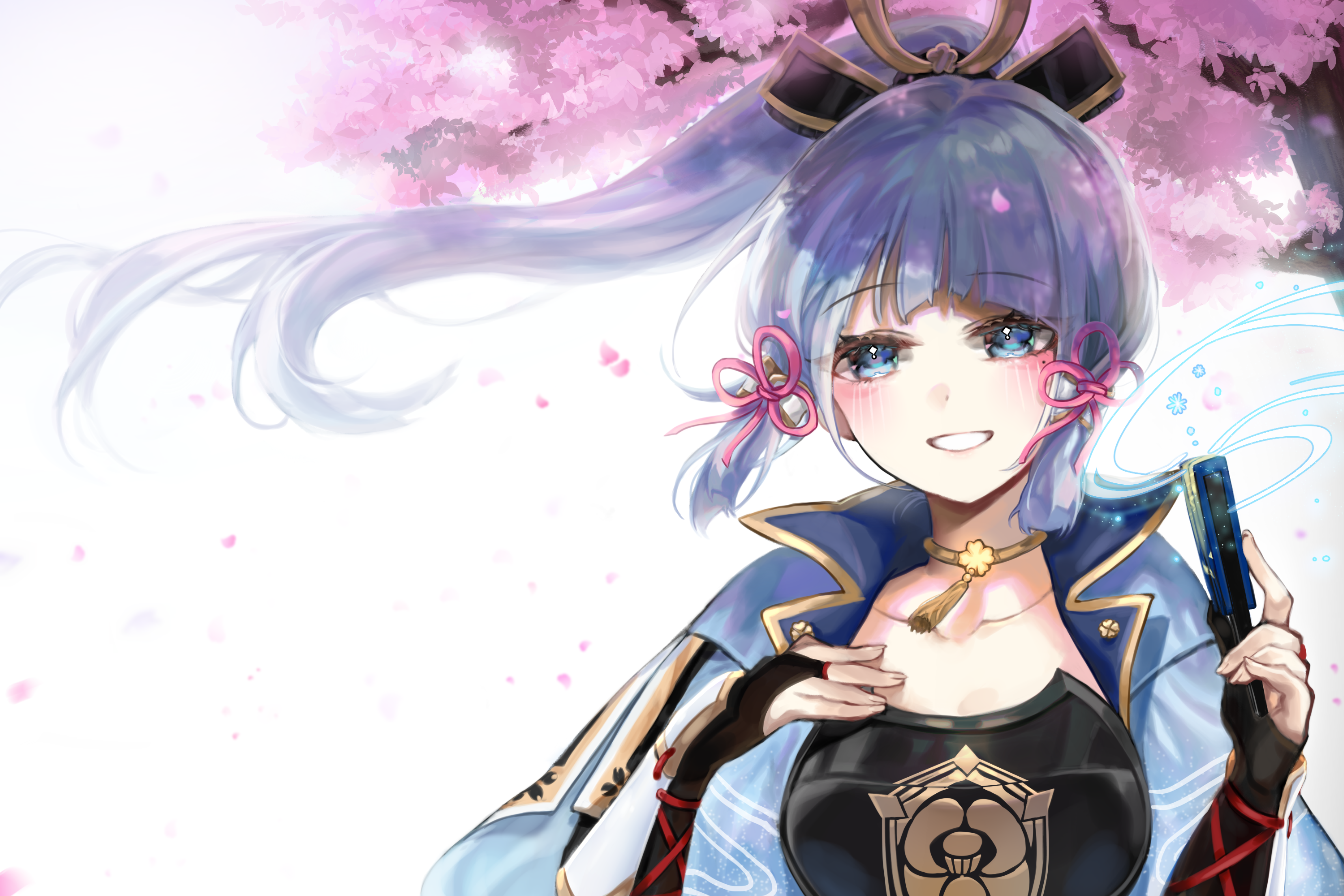 Kamisato Ayaka Genshin Impact Cherry Blossoms HD Wallpaper