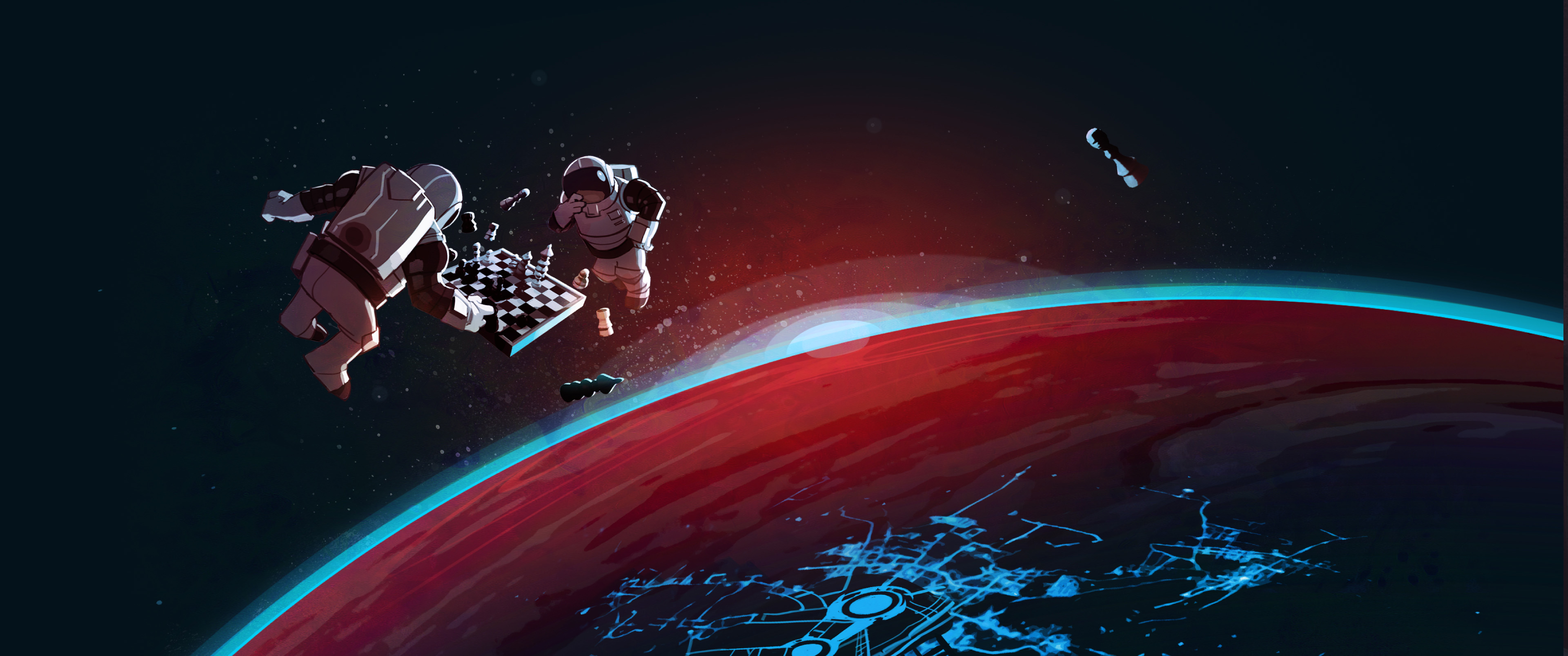 chess, astronaut HD Wallpaper