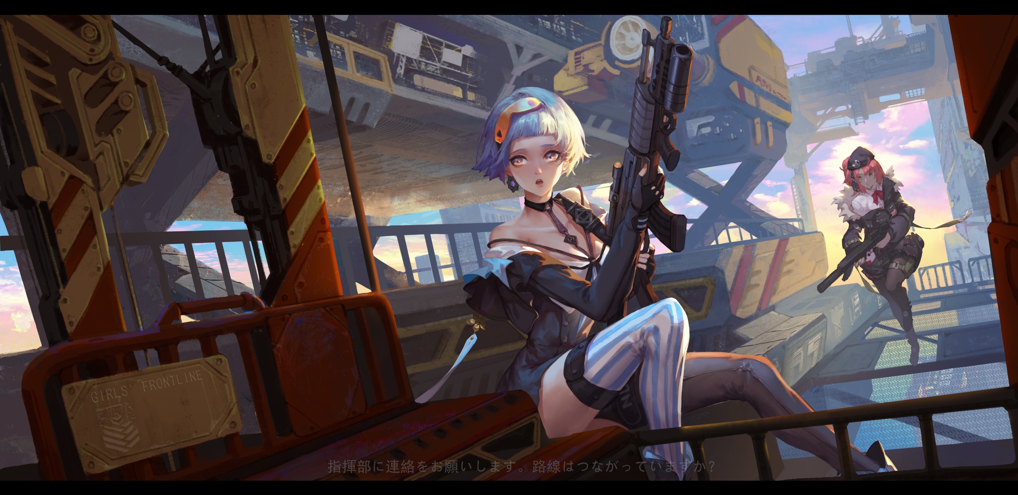 anime girls, TrainHB, Girls Frontline, mp7 (Girls Frontline), anime, Zas M21 (Girls Frontline) HD Wallpaper