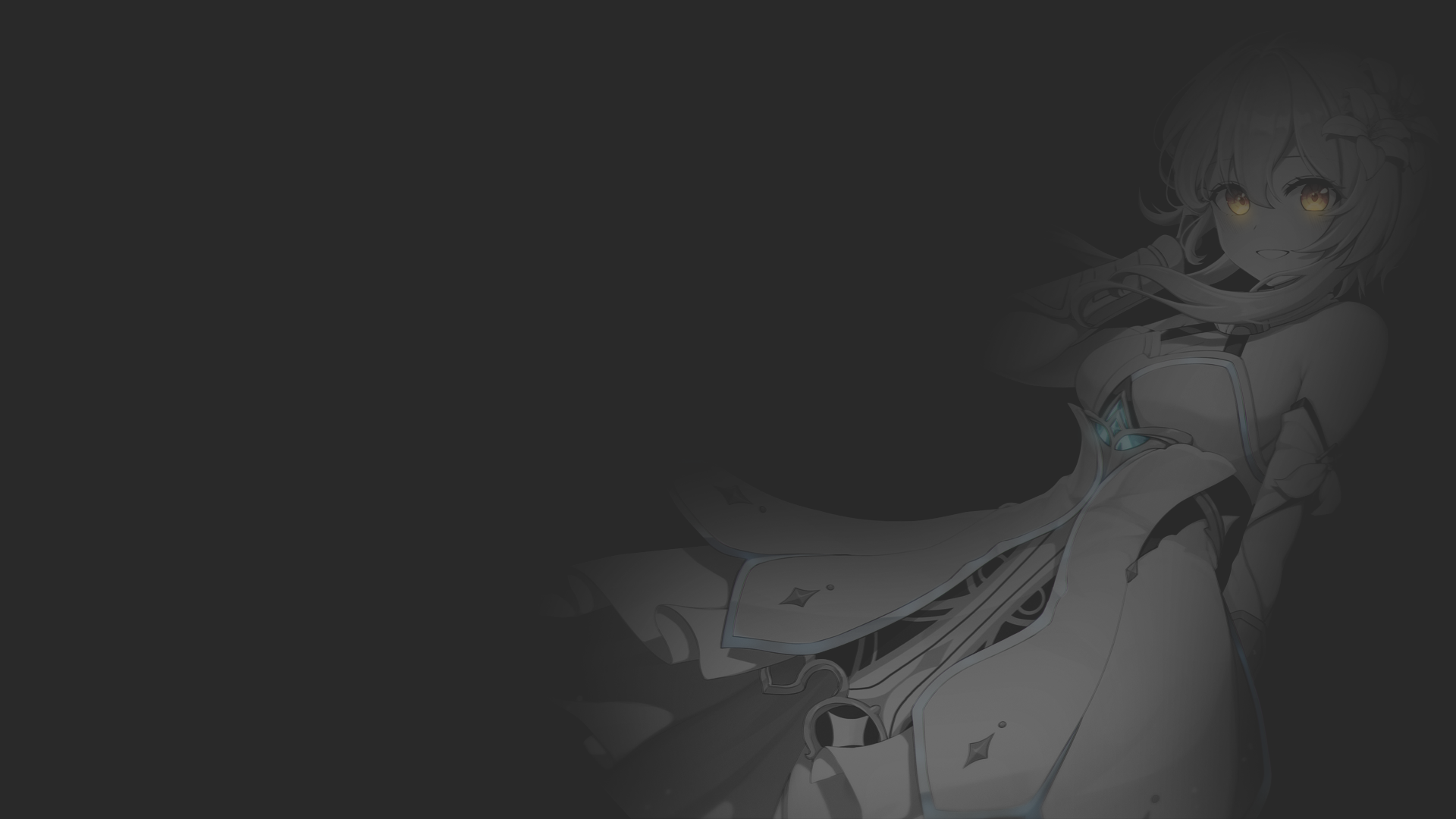 game art, video games, monochrome, fan art, anime, anime girls, minimalism, original characters, illustration, Genshin Impact, dark background HD Wallpaper
