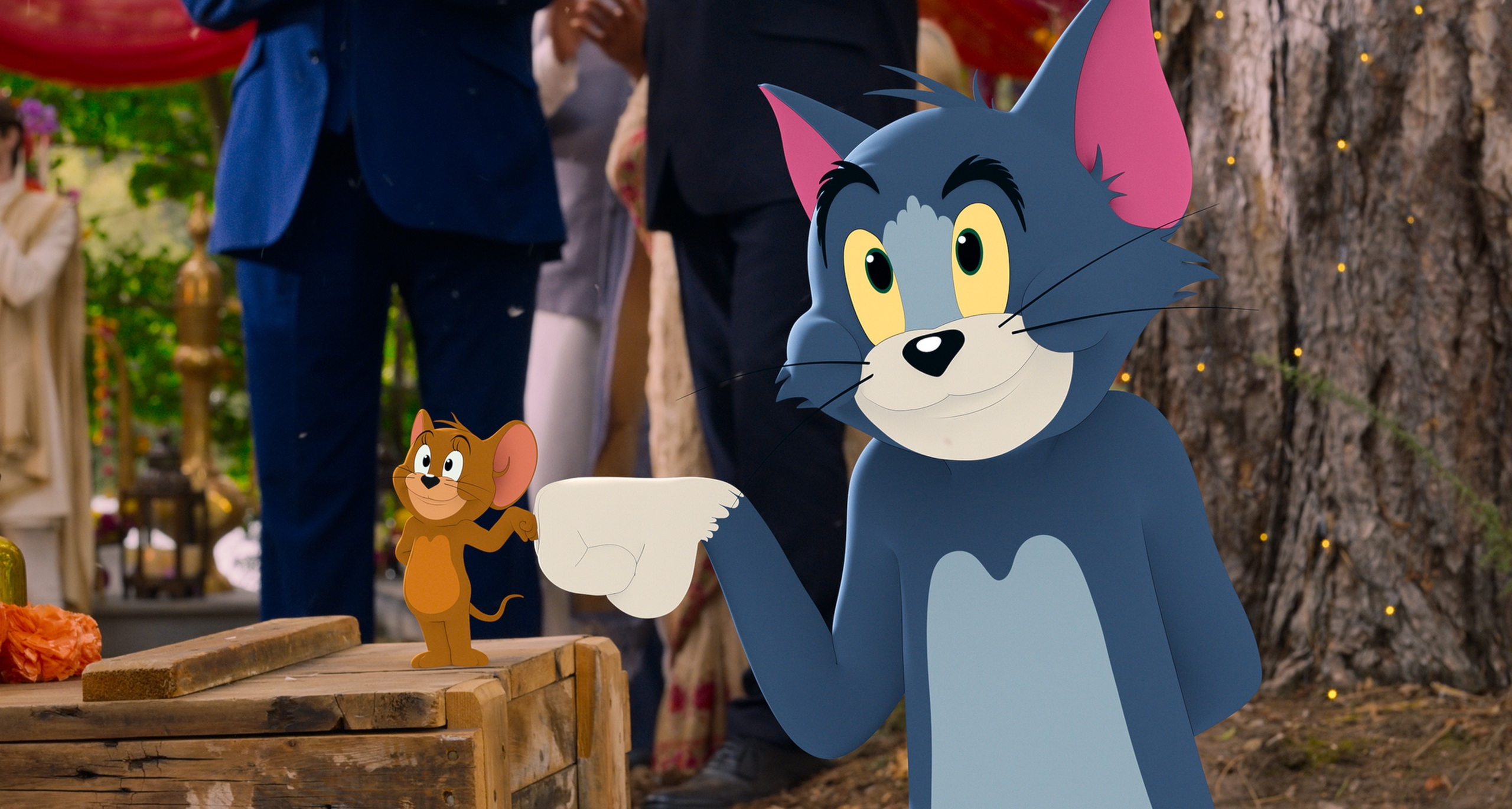 Tom and Jerry in a live-action setting HD Wallpaper