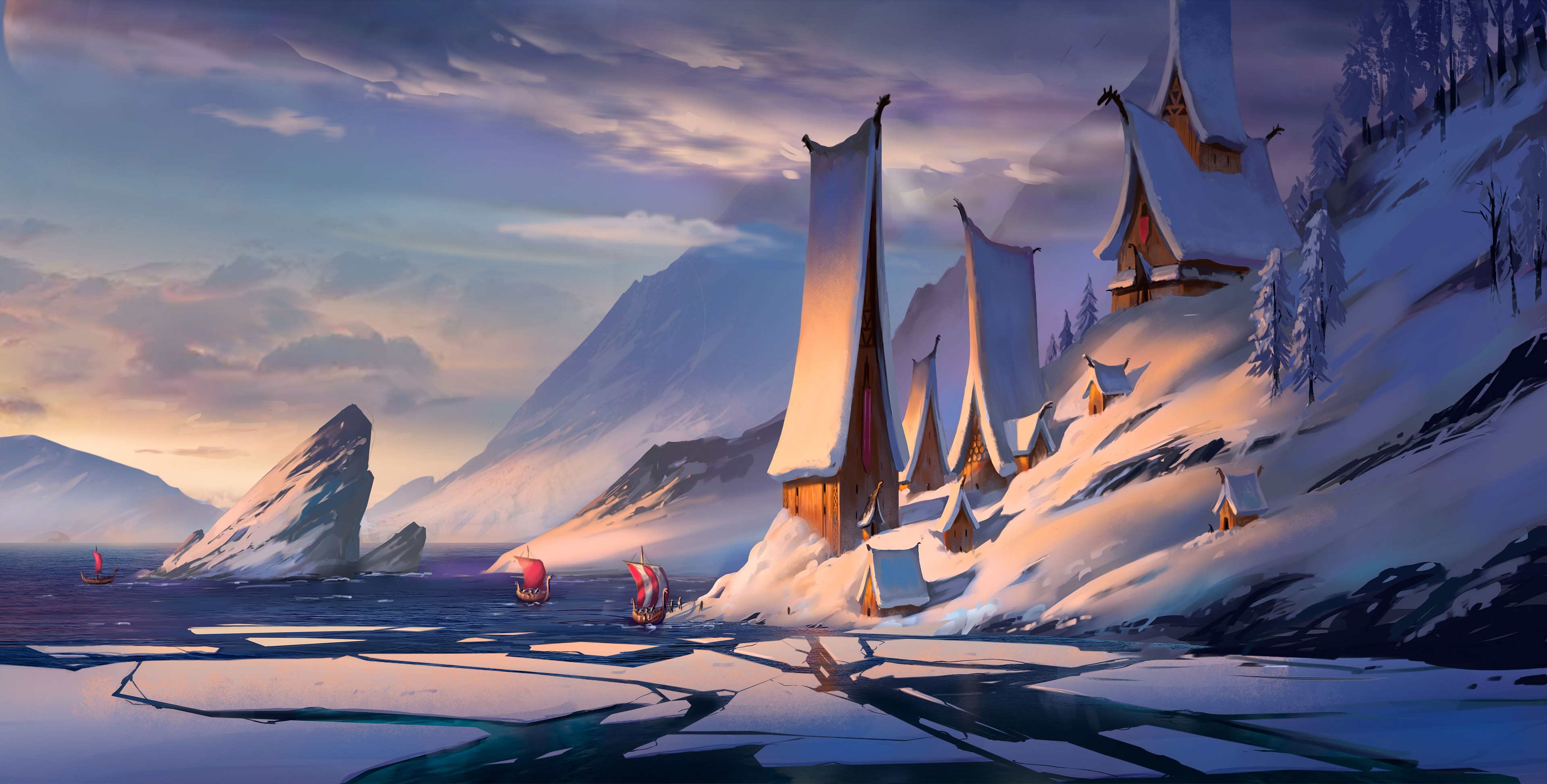 4K, landscape, artwork, Eduardo suarez garcia, digital art, snow HD Wallpaper