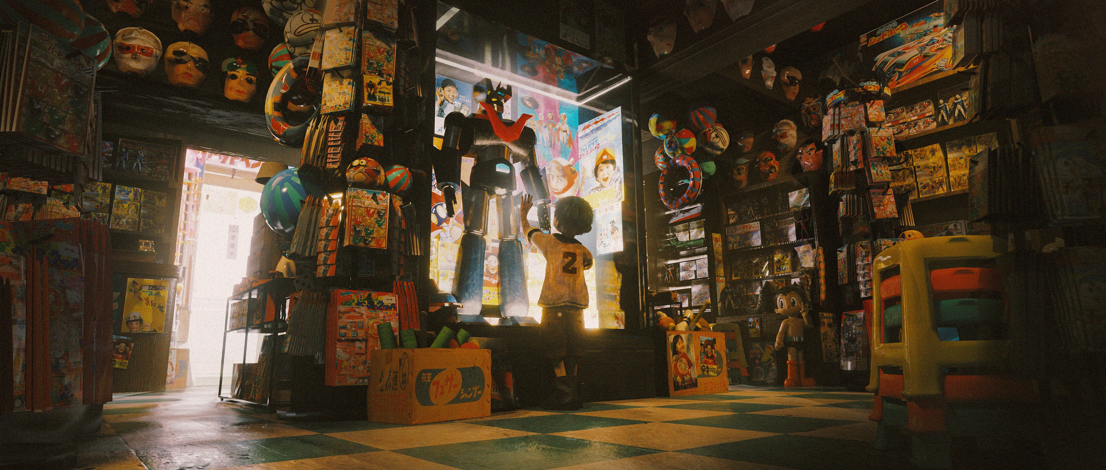 stores, digital art, Japan, artwork, Mazinger Z HD Wallpaper