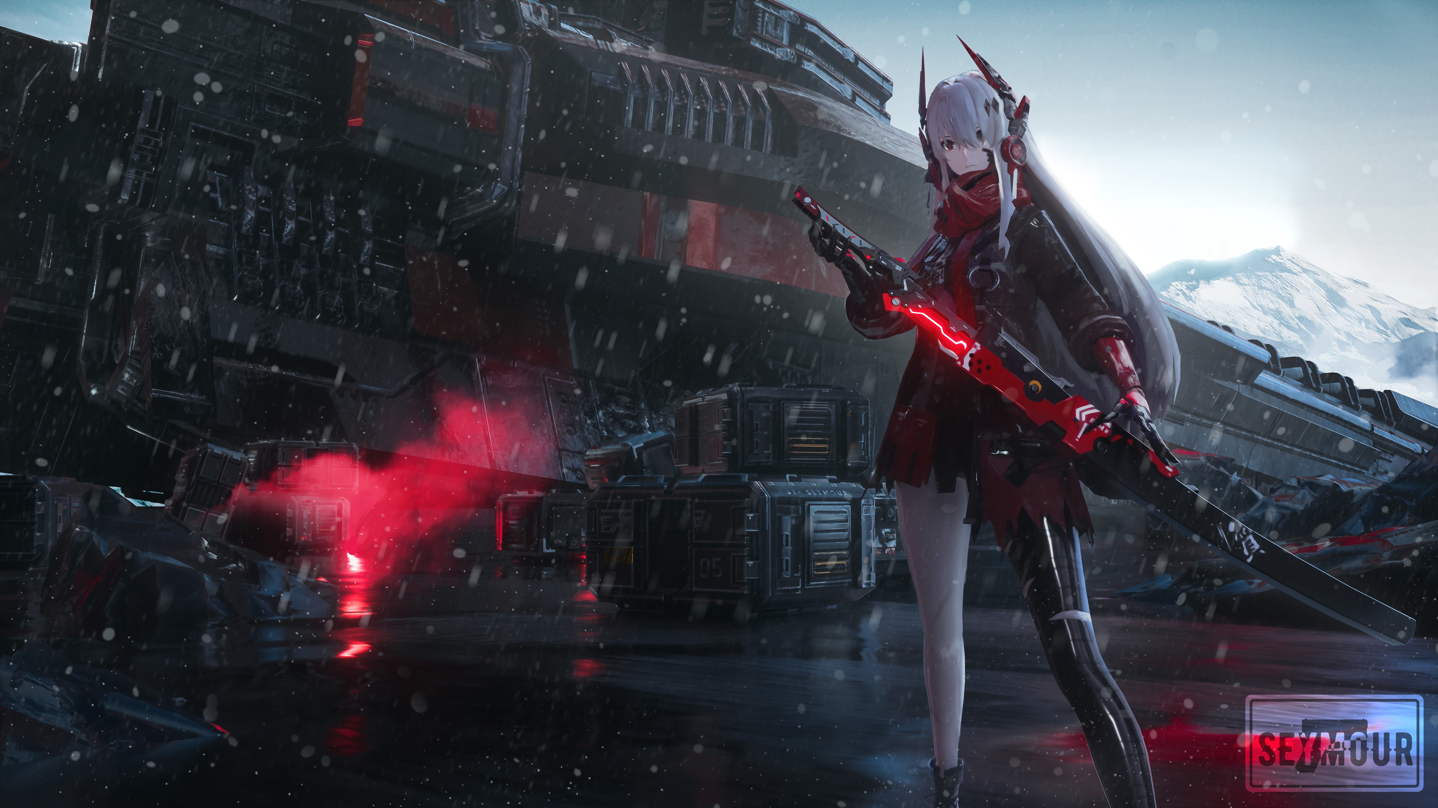 4K, science fiction, Punishing: Gray Raven, Seymour, anime girls, cyborg HD Wallpaper