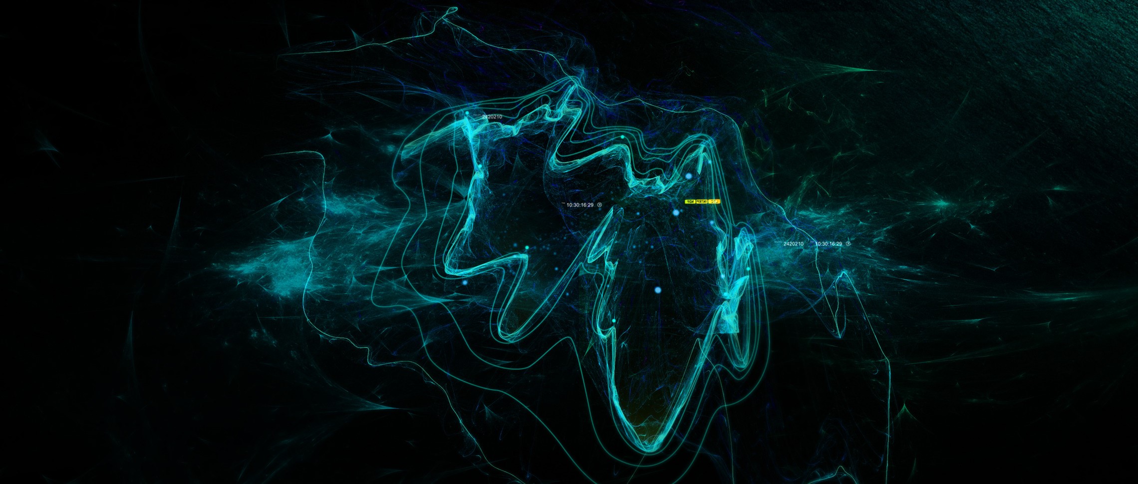 turquoise, shapes, digital art, abstract, swirls HD Wallpaper