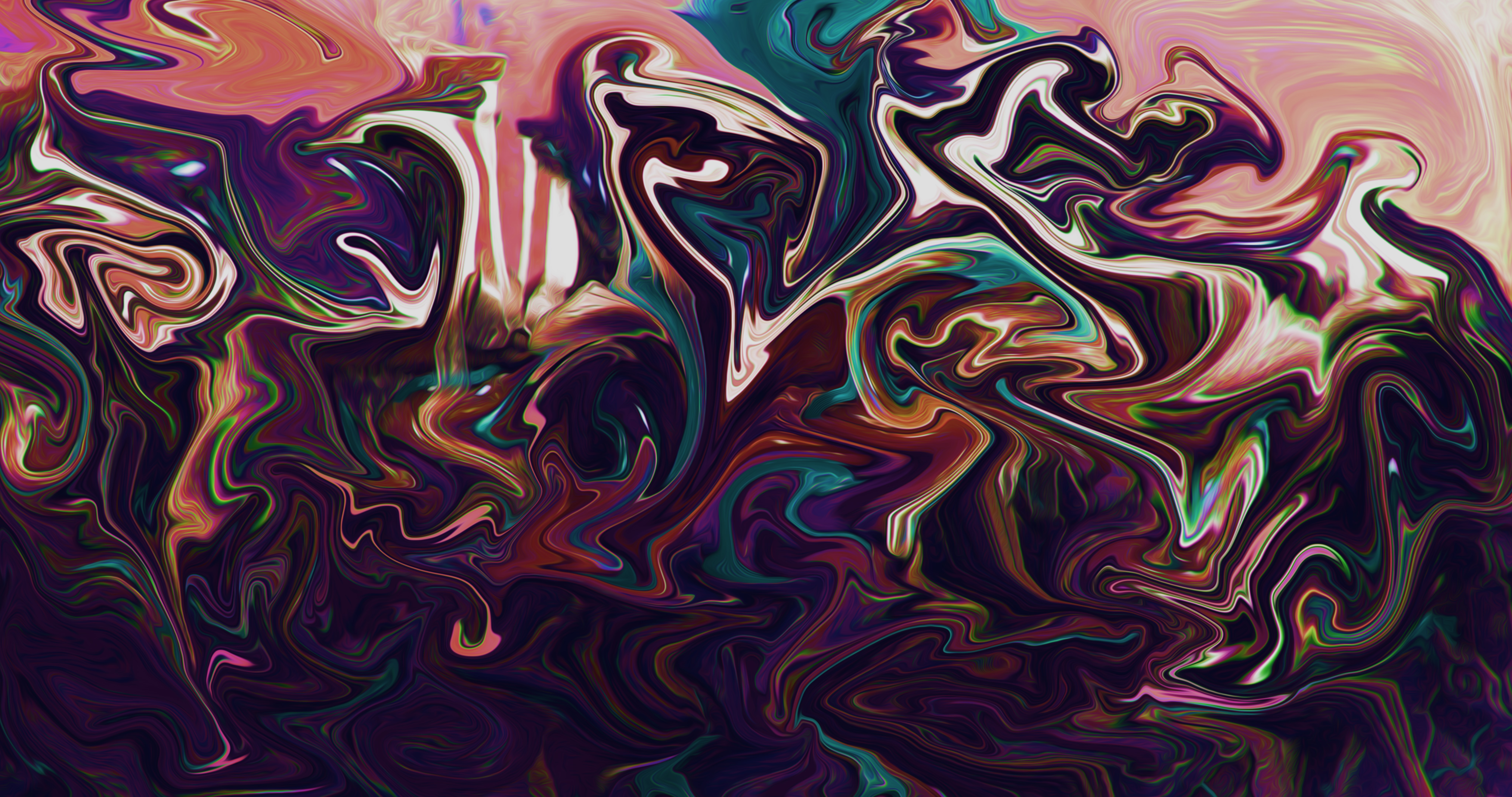 4K, digital art, artwork, fluid, pink, liquid, shapes, abstract, purple, blurred, 8 K, paint brushes, colorful HD Wallpaper