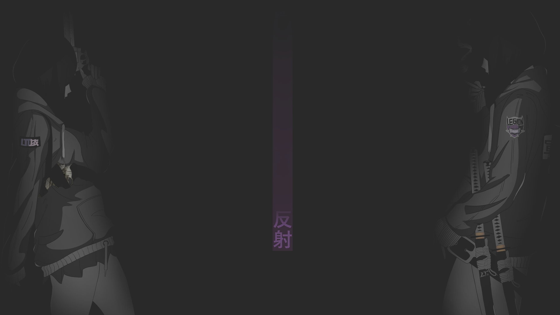 futuristic, katana, selective coloring, dark background, fan art, texture, anime girls, Japanese Art, monochrome, minimalism, anime, illustration HD Wallpaper