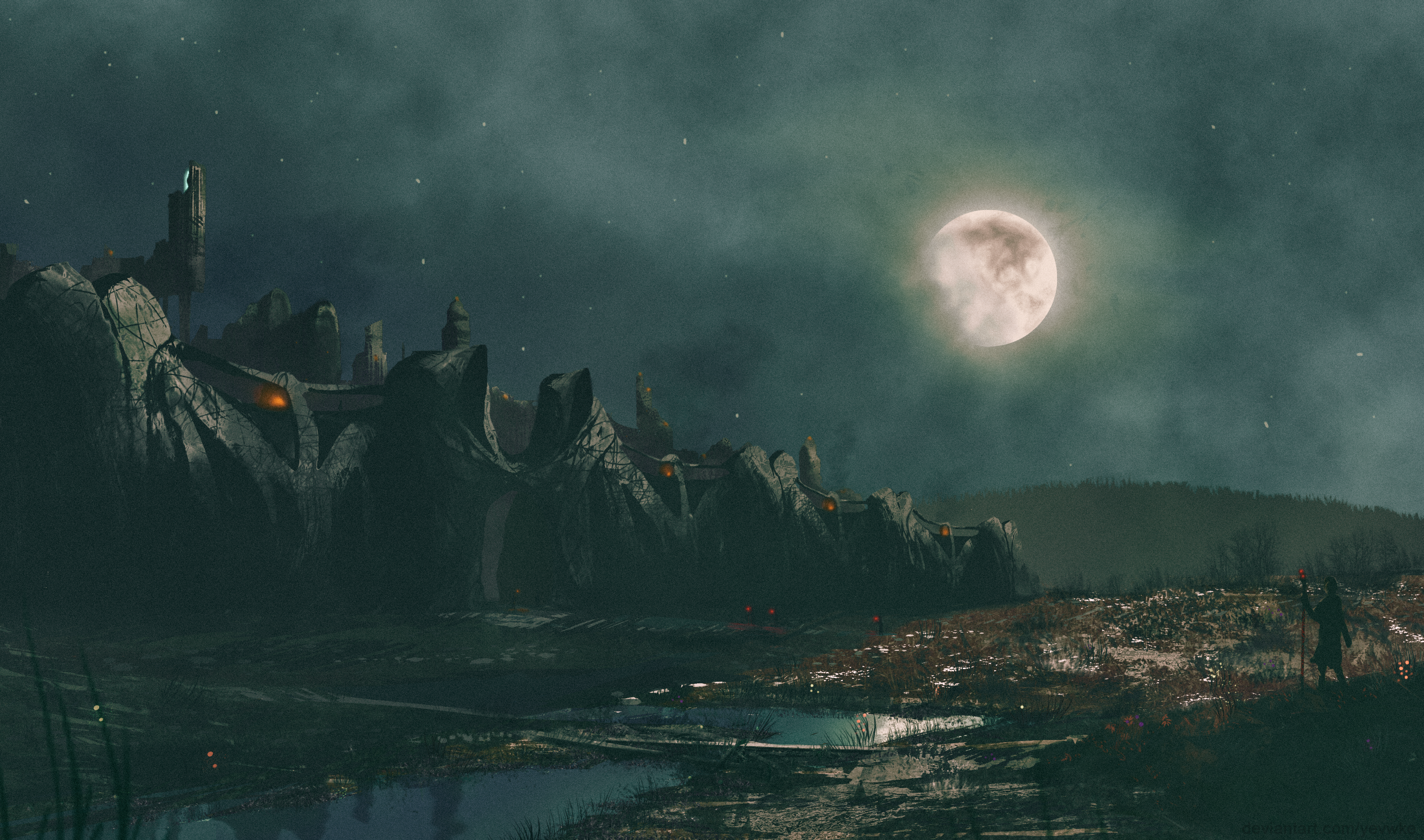 4K, fantasy art, fantasy city, digital, concerts, concept art, environment HD Wallpaper