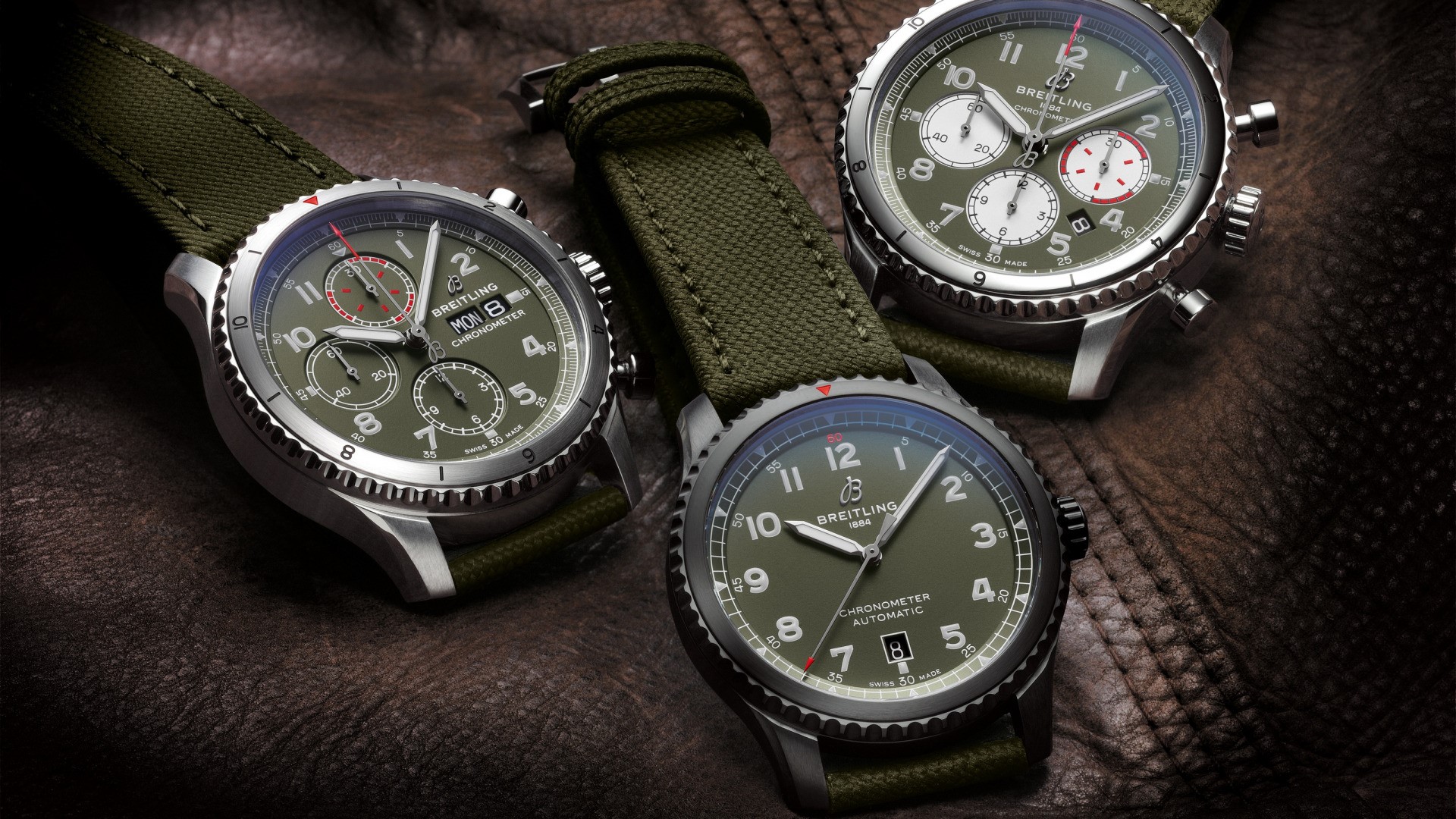 closeup, luxury watches, Breitling, wristwatch, photography, technology, numbers, leather, time HD Wallpaper