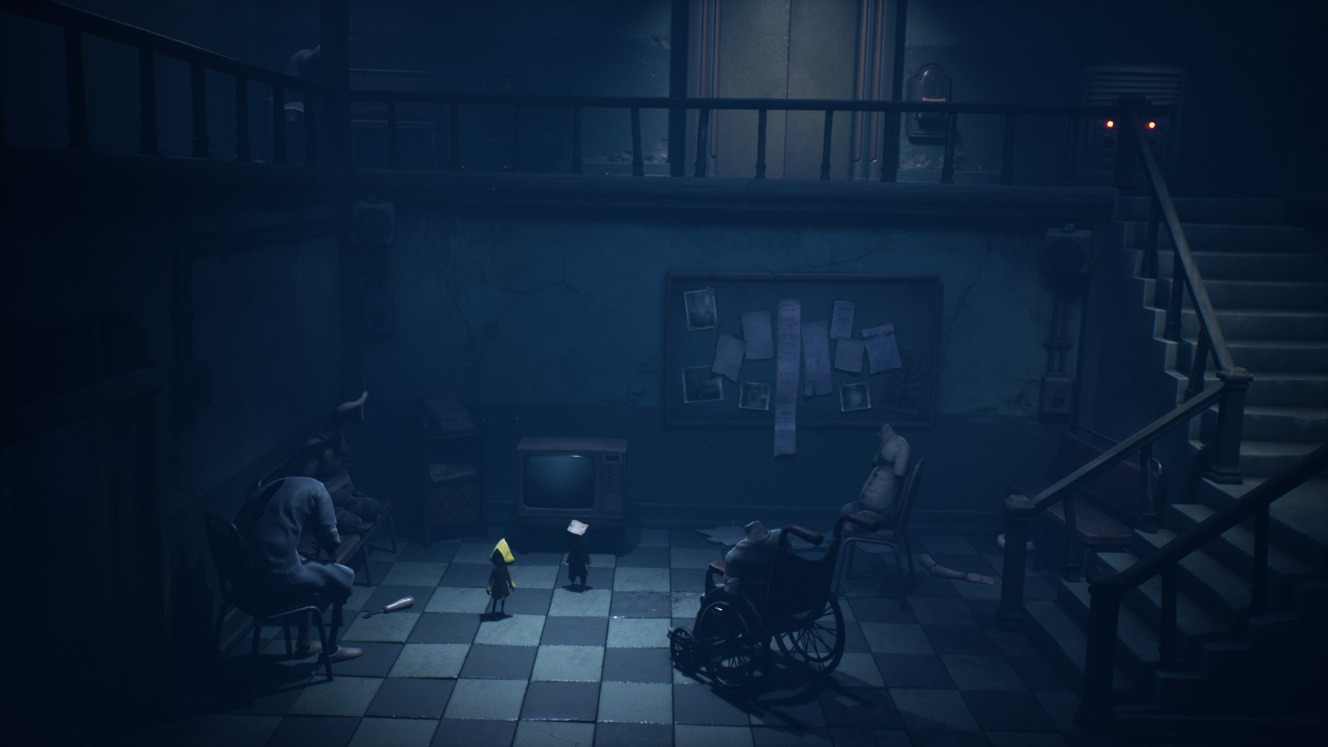 Little Nightmares 2, hallway, raincoat, Little Nightmares, city, spooky, horror, TV, video games, flashlight, friendship HD Wallpaper