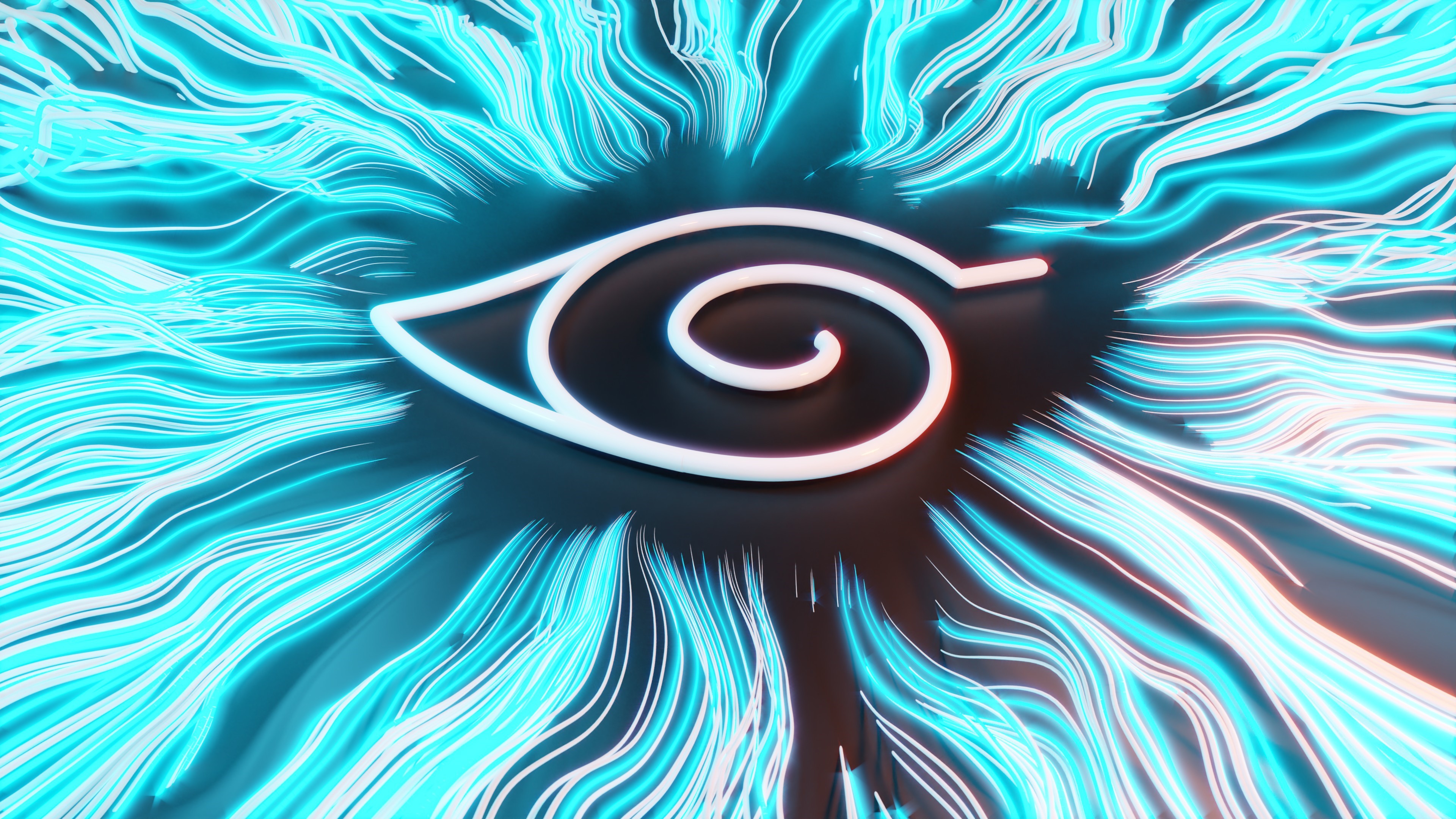 4K, cyan, Blender, Konoha, Naruto Shippuuden, CGI, Naruto (anime), digital art HD Wallpaper