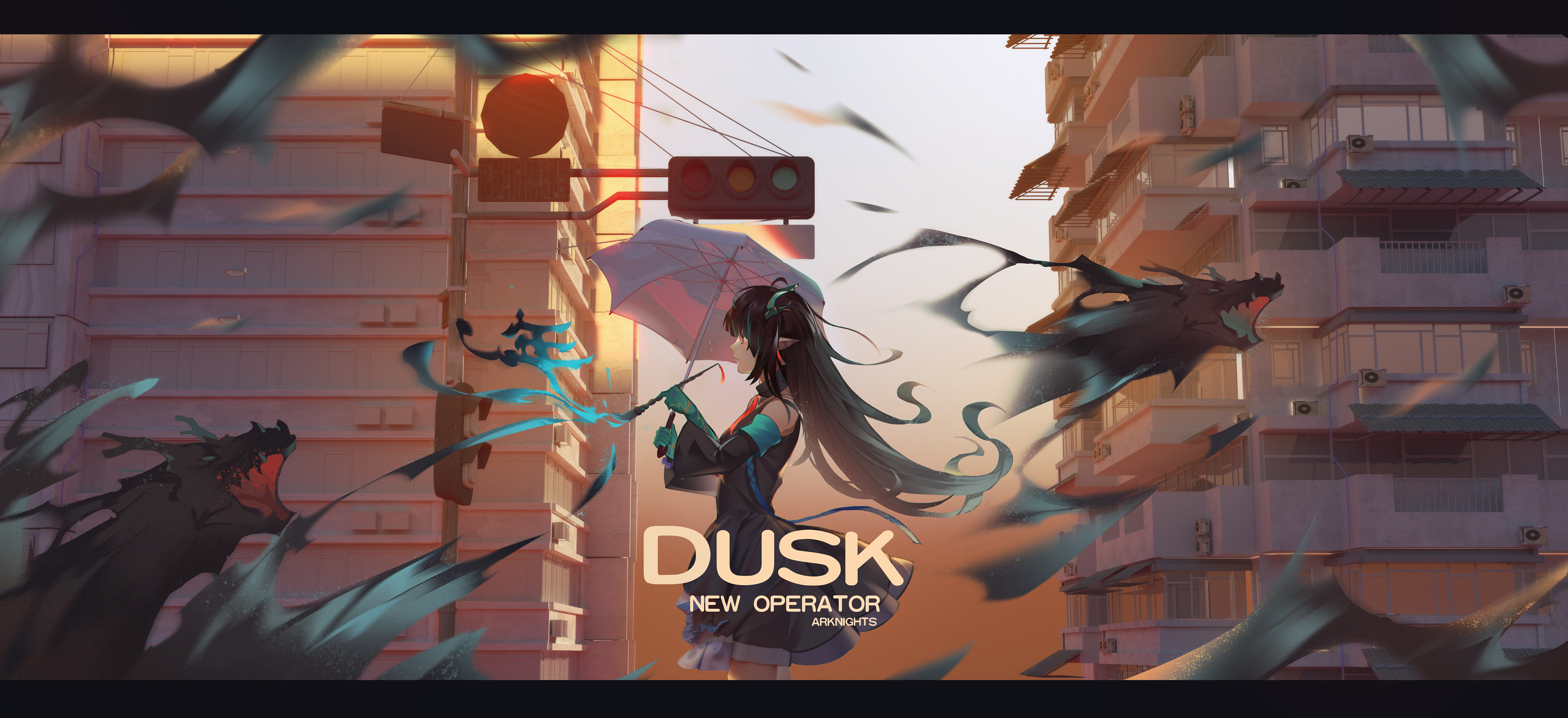 4K, anime, Arknights, dragon girl, anime girls, Dusk (Arknights) HD Wallpaper