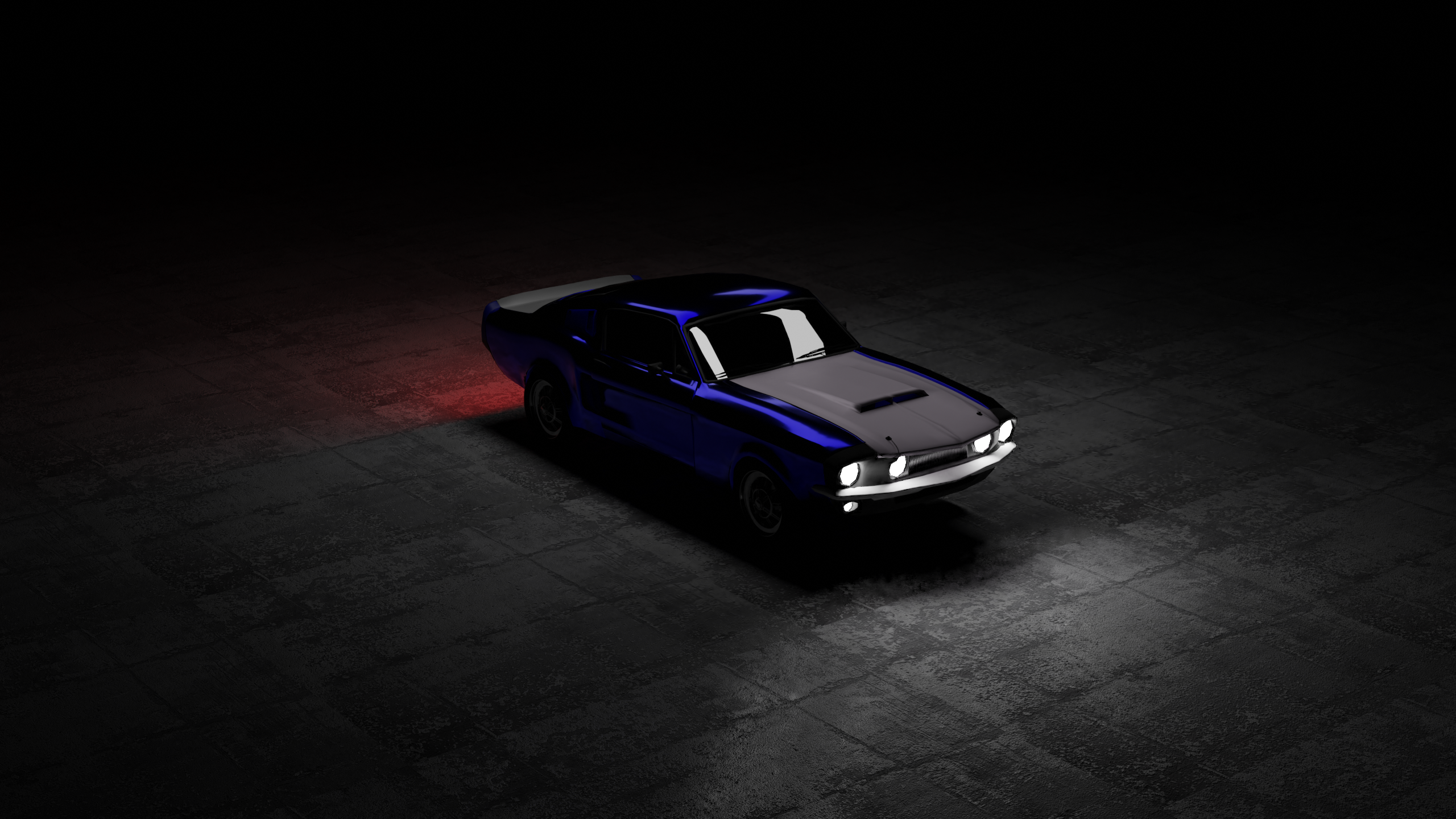 car, digital art, Blender, vehicle, CGI, blue cars HD Wallpaper