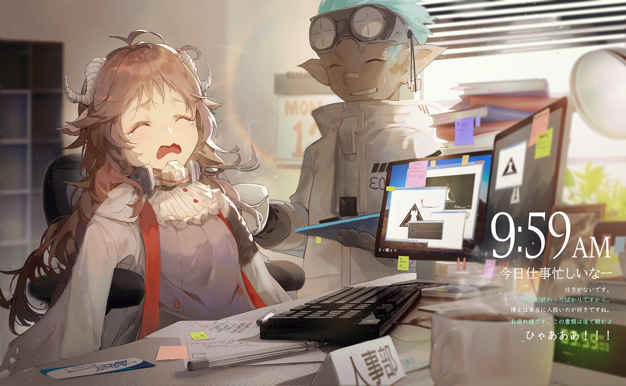 Arknights, anime, Kuroduki, Eyjafjalla(Arknights), anime girls HD Wallpaper