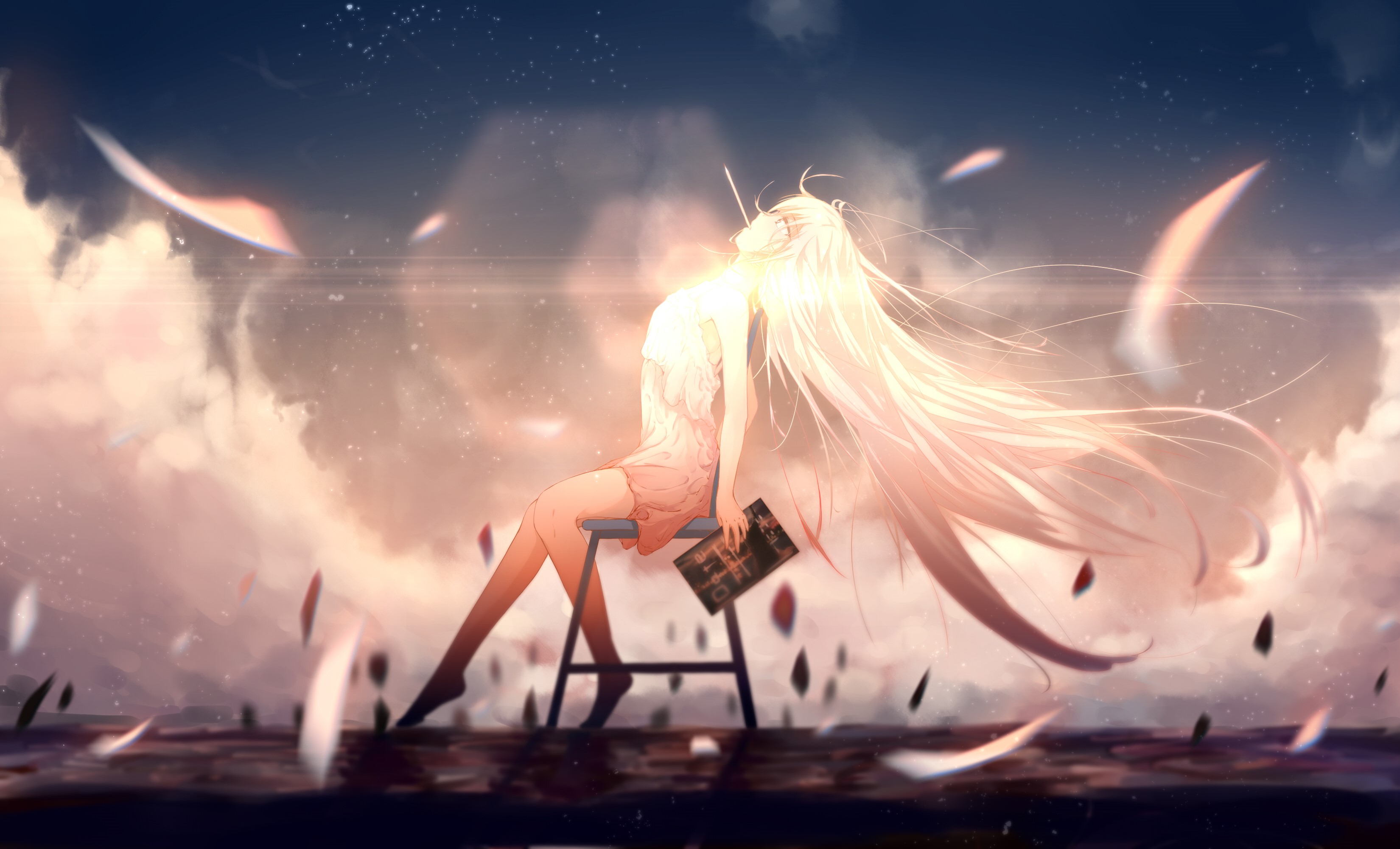 anime girls, long hair, anime, shiro no kitsune HD Wallpaper