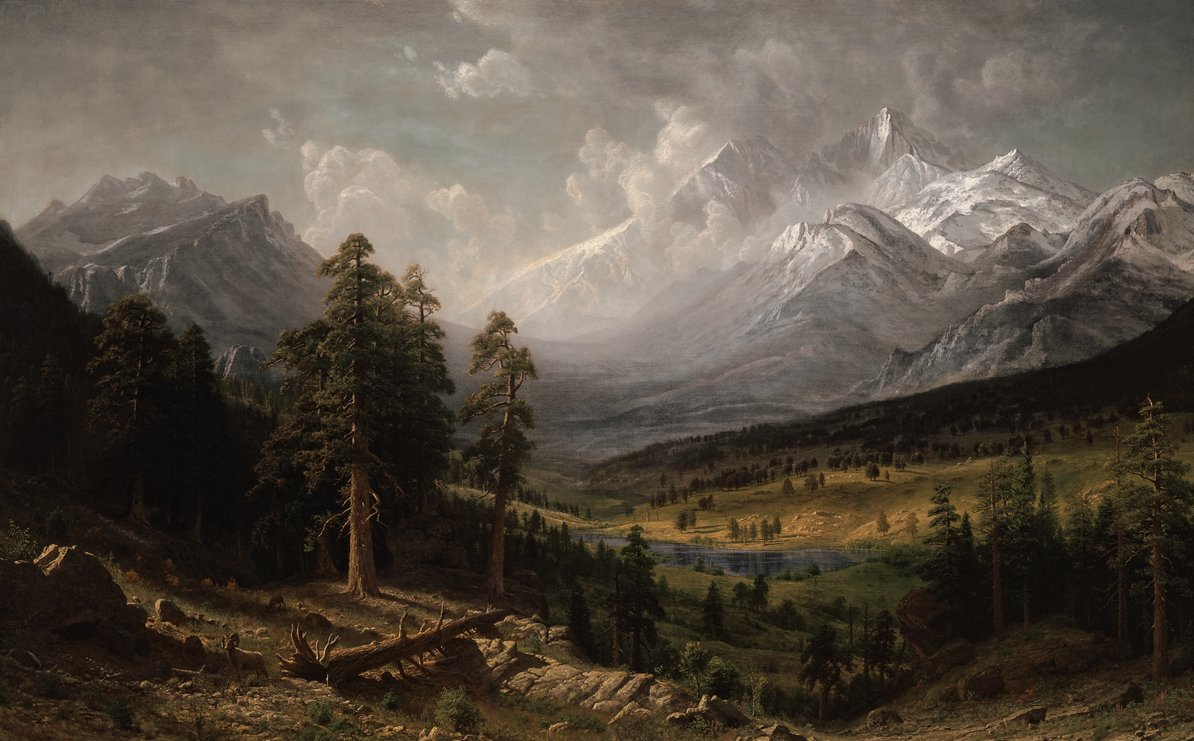 nature, classic art, mountains, Albert Bierstadt, painting, landscape HD Wallpaper
