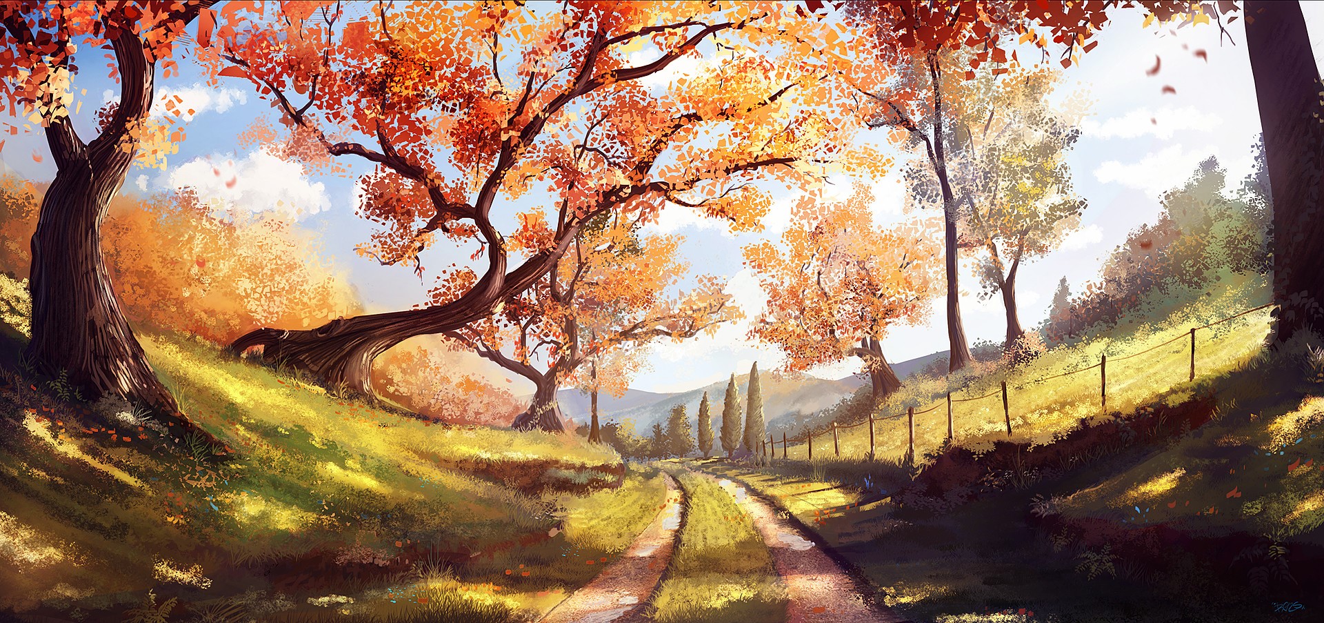 nature, Renaud Perochon, artwork, trees, digital art HD Wallpaper