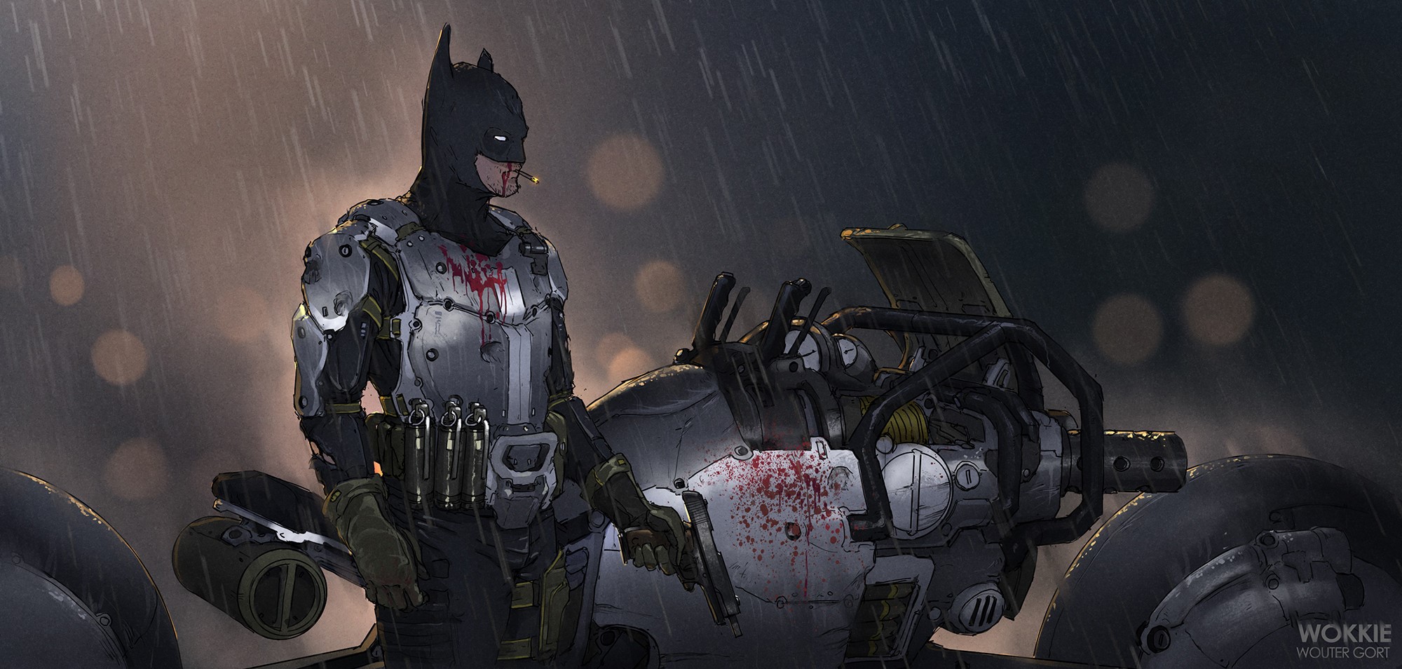 smoking, artwork, Wouter Gort, Batman HD Wallpaper