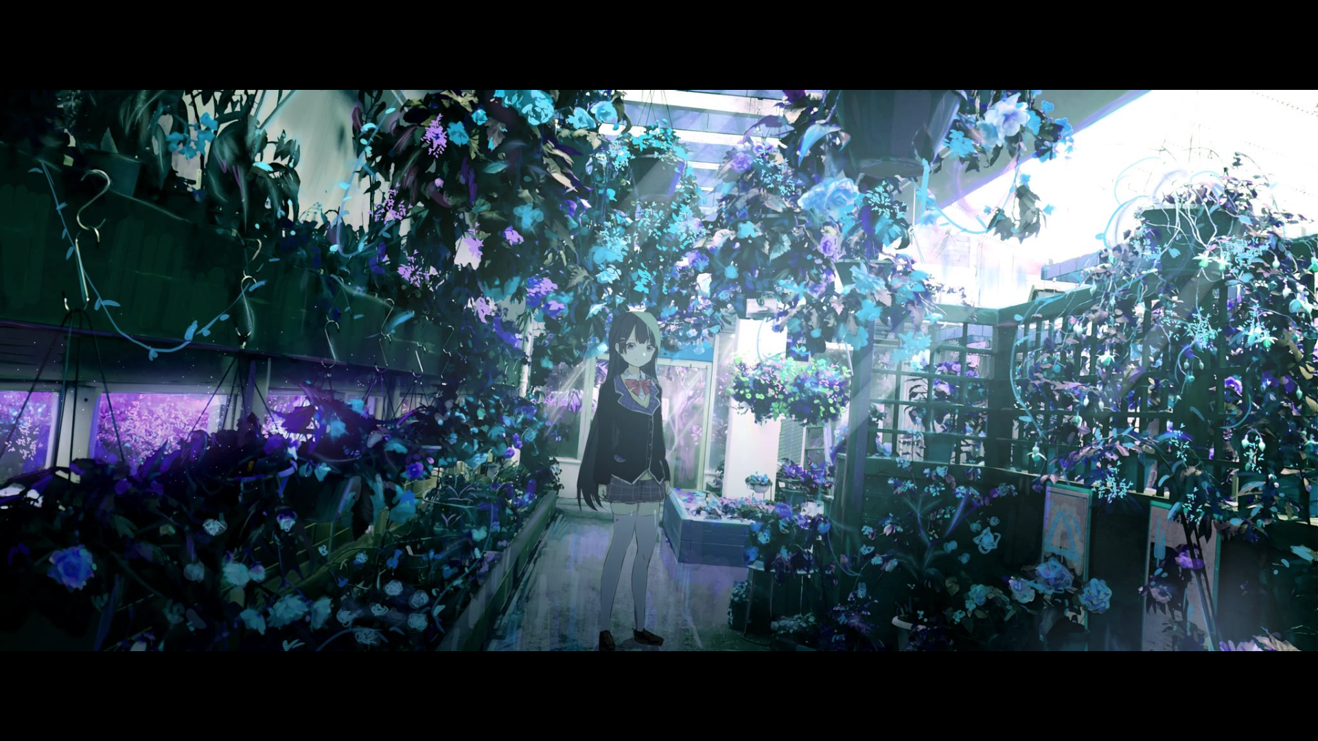 plants, anime girls, flowers, anime, standing HD Wallpaper