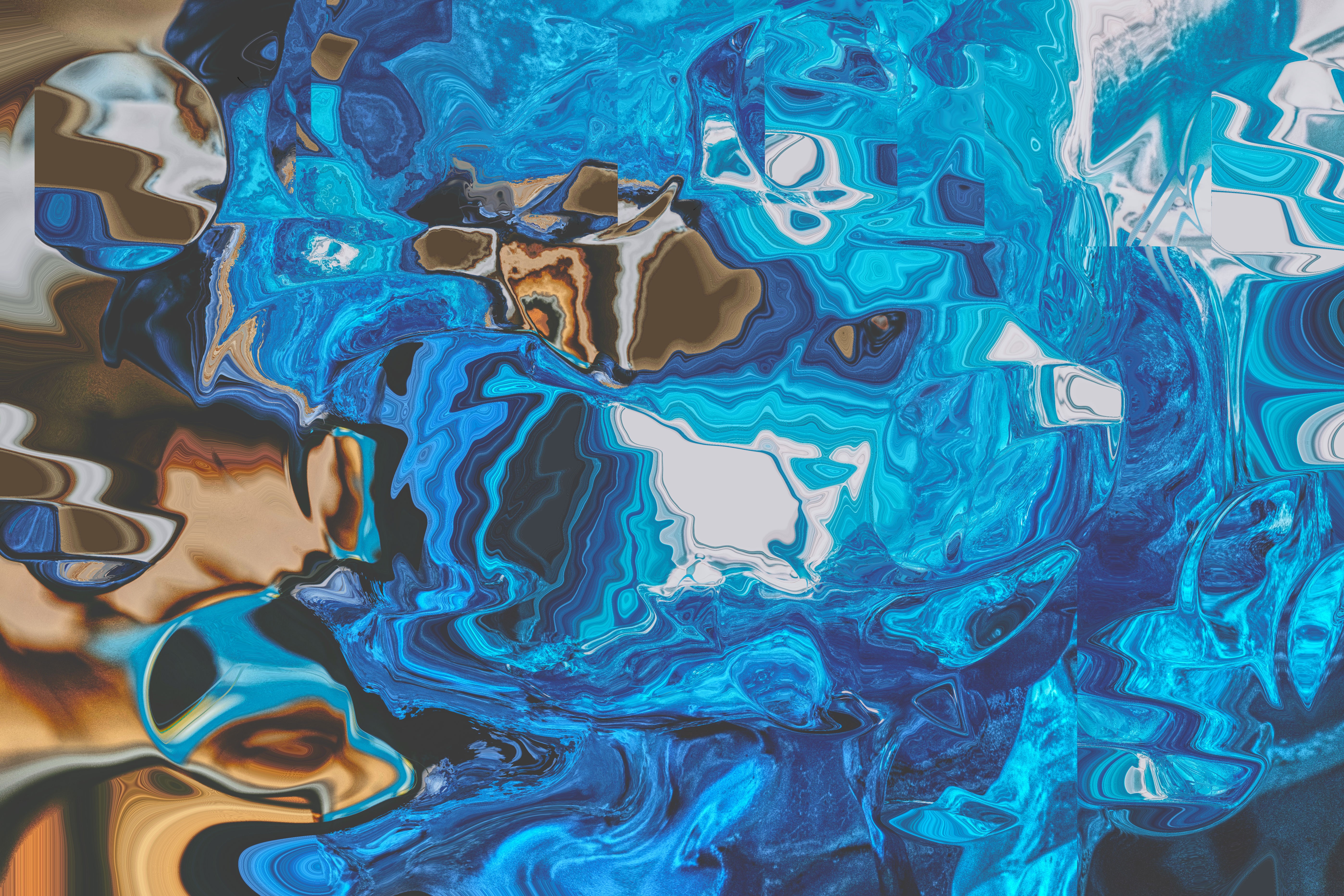 4K, brown background, abstract, melting, white, water HD Wallpaper