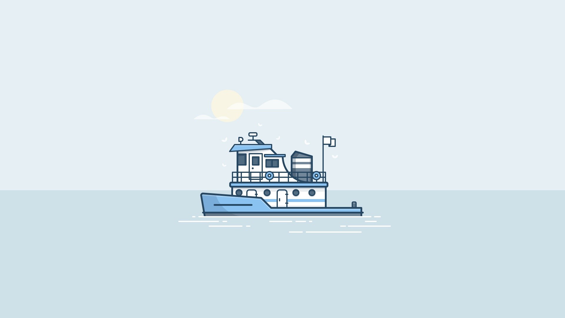 minimalism, water, vehicle, sky, artwork, boat HD Wallpaper