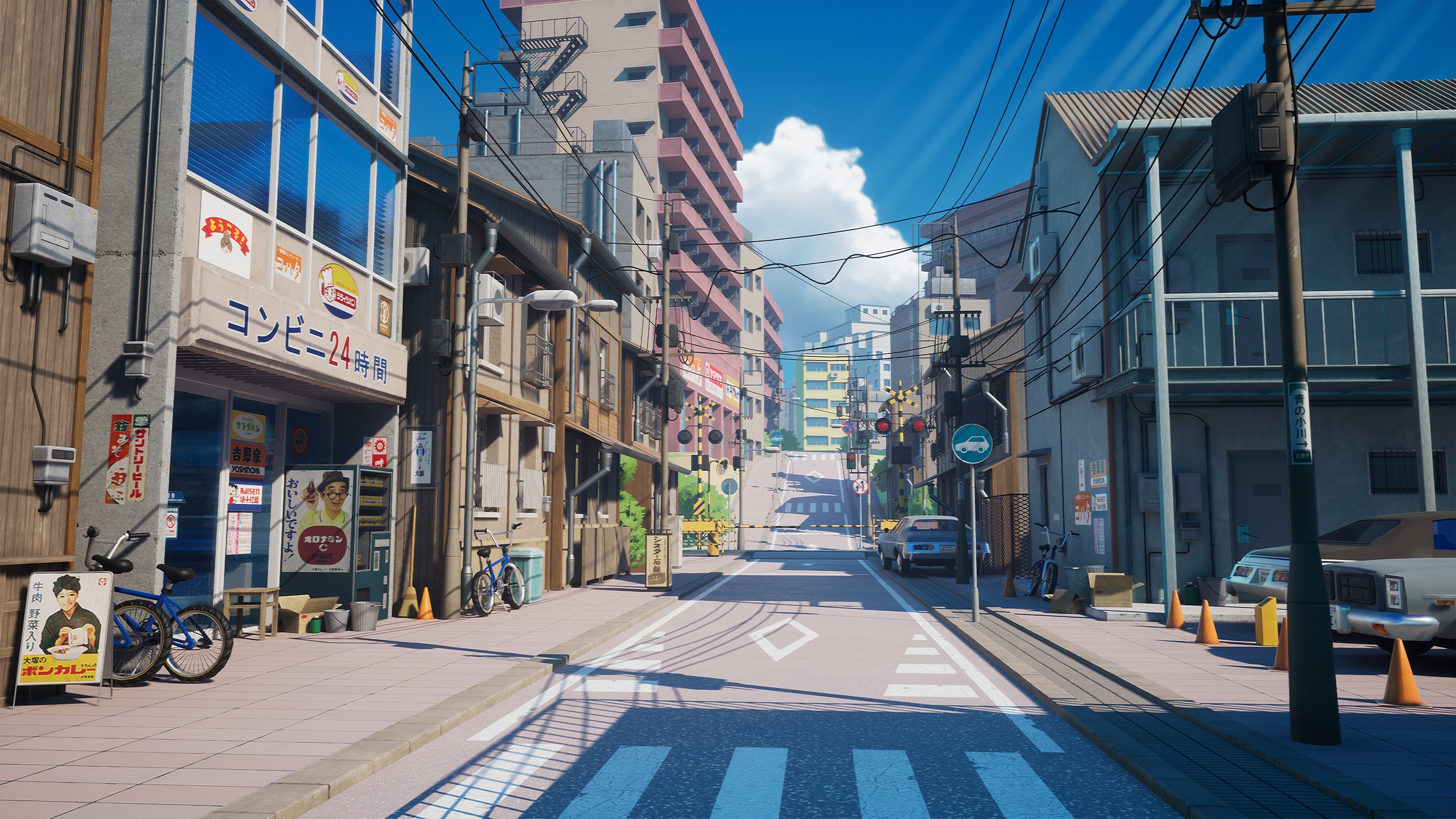 Tokyo Street Scene with Urban Artwork HD Wallpaper