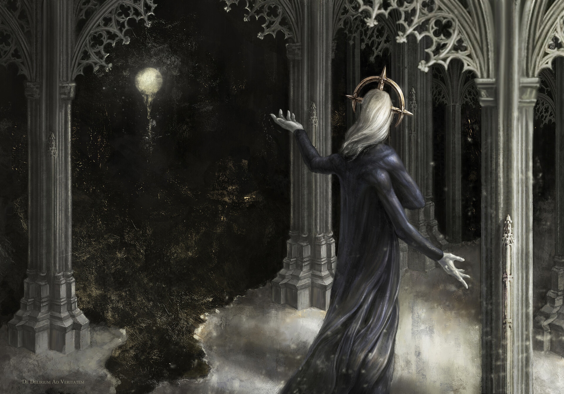 Dark Gothic Figure with Halo HD Wallpaper