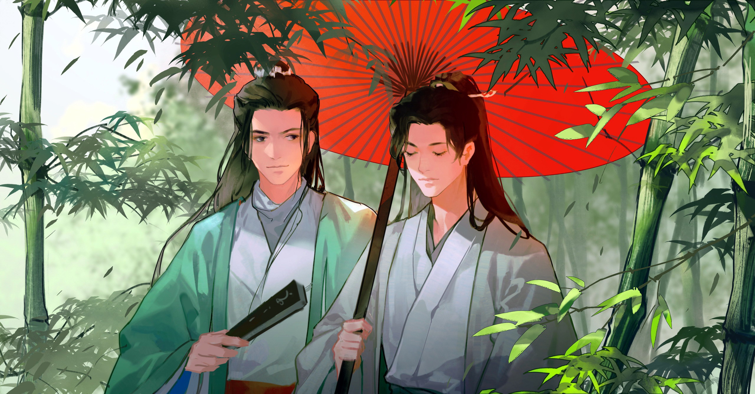 Wen Kexing and Zhou Zishu in Bamboo Forest HD Wallpaper
