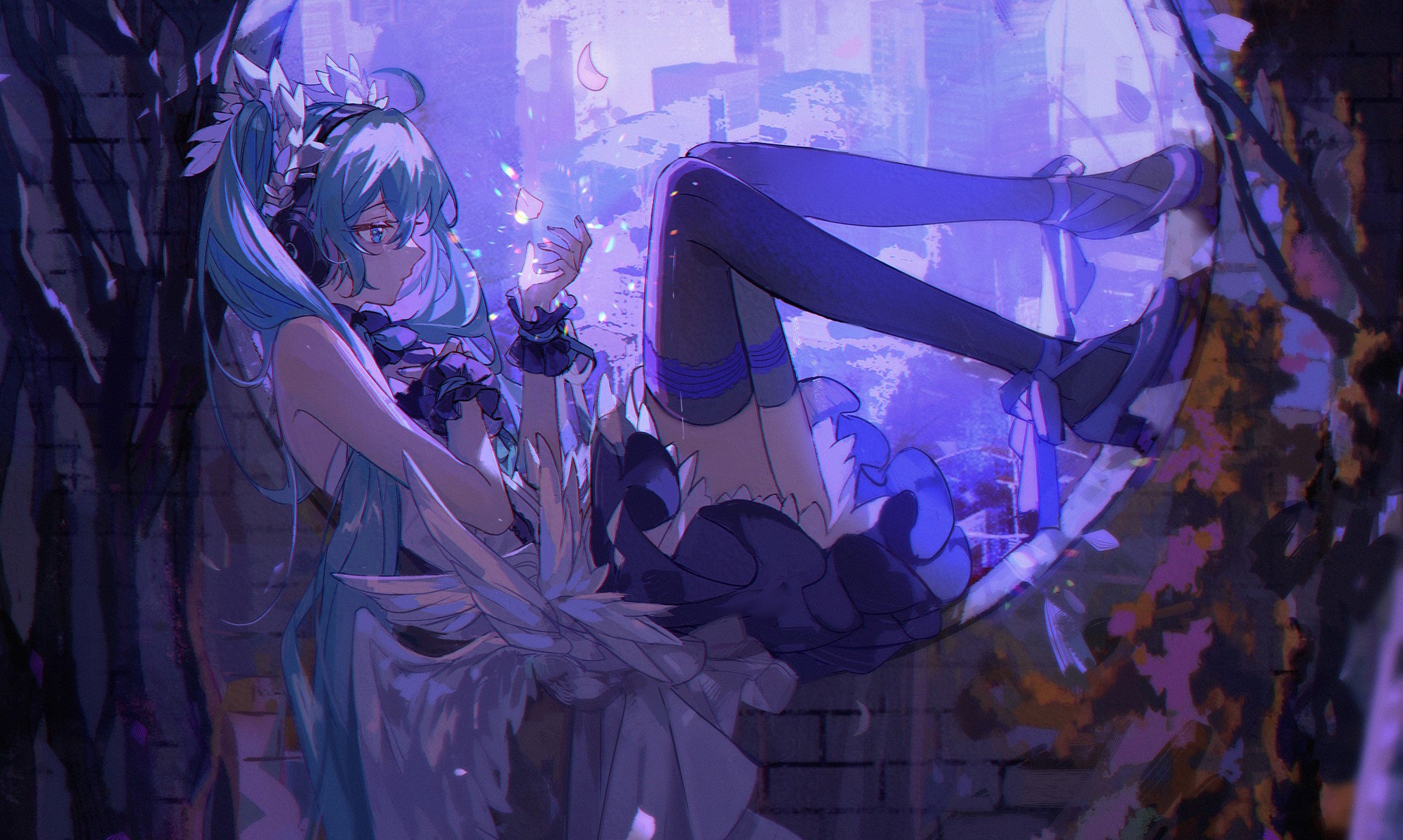 anime girls, anime, KANOSE, Vocaloid, Hatsune Miku, headphones HD Wallpaper