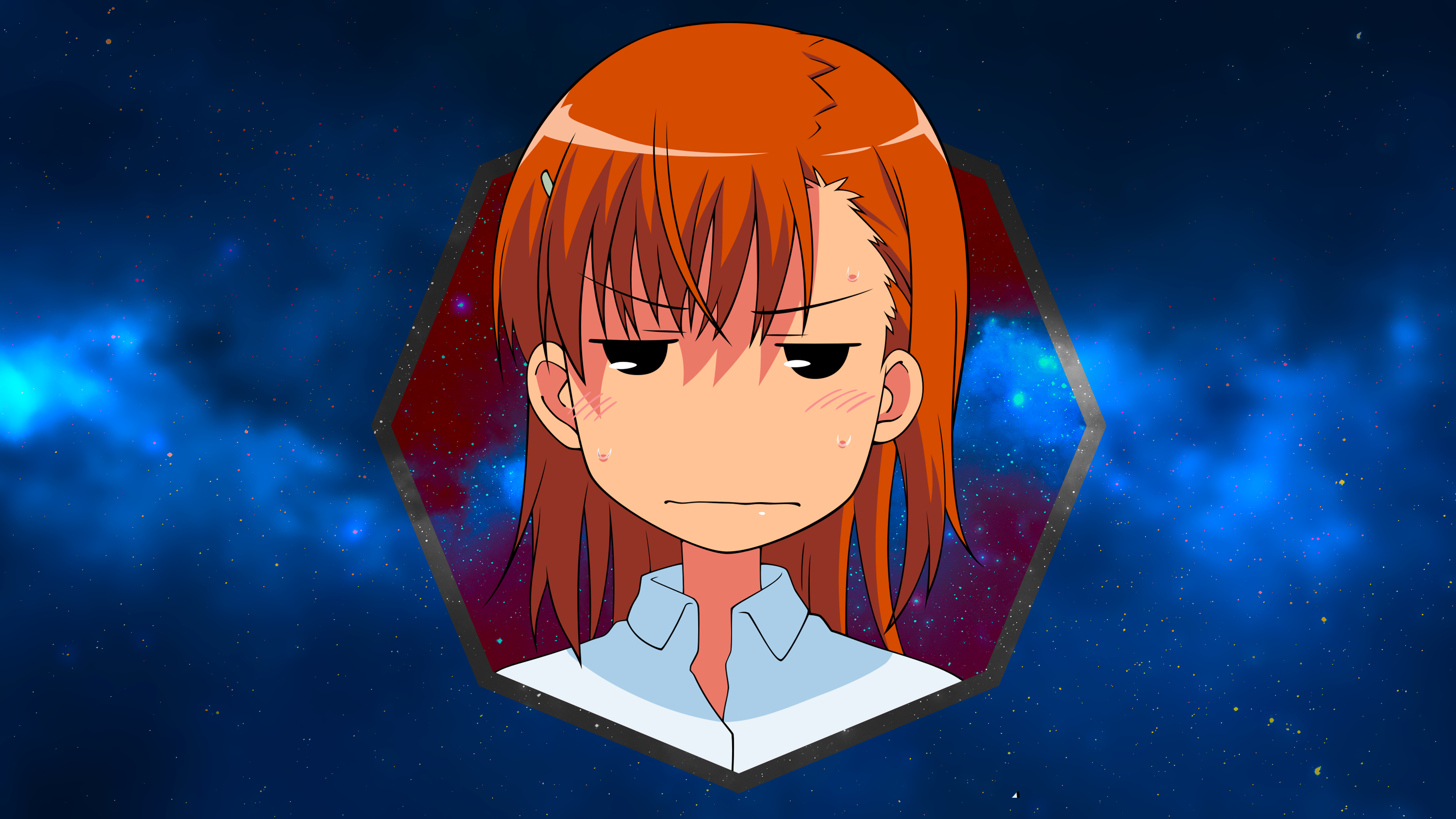 4K, picture-in-picture, anime girls, Misaka Mikoto, space, To Aru Kagaku no Railgun HD Wallpaper