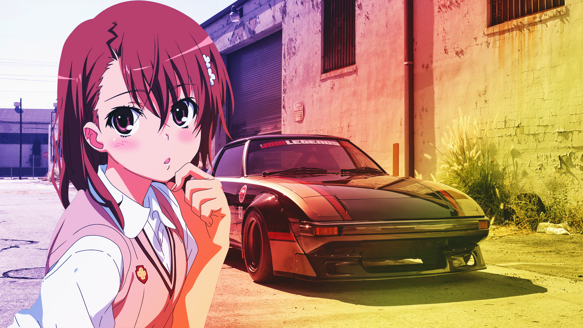 car, To Aru Kagaku no Railgun, picture-in-picture, anime girls, Misaka Mikoto HD Wallpaper