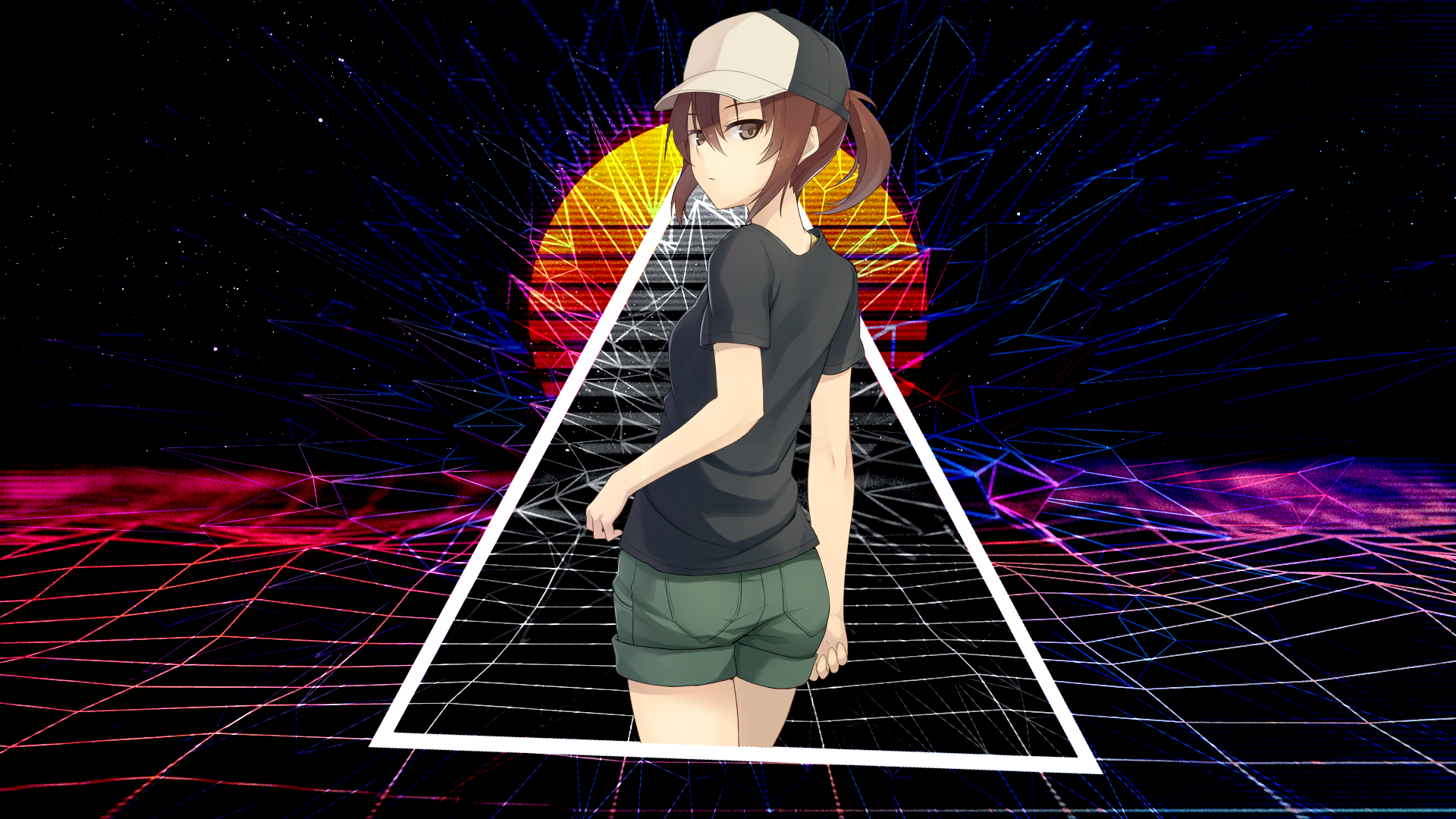 To aru Majutsu no Index, To Aru Kagaku no Railgun, Retrowave, picture-in-picture, Misaka Mikoto, anime girls HD Wallpaper