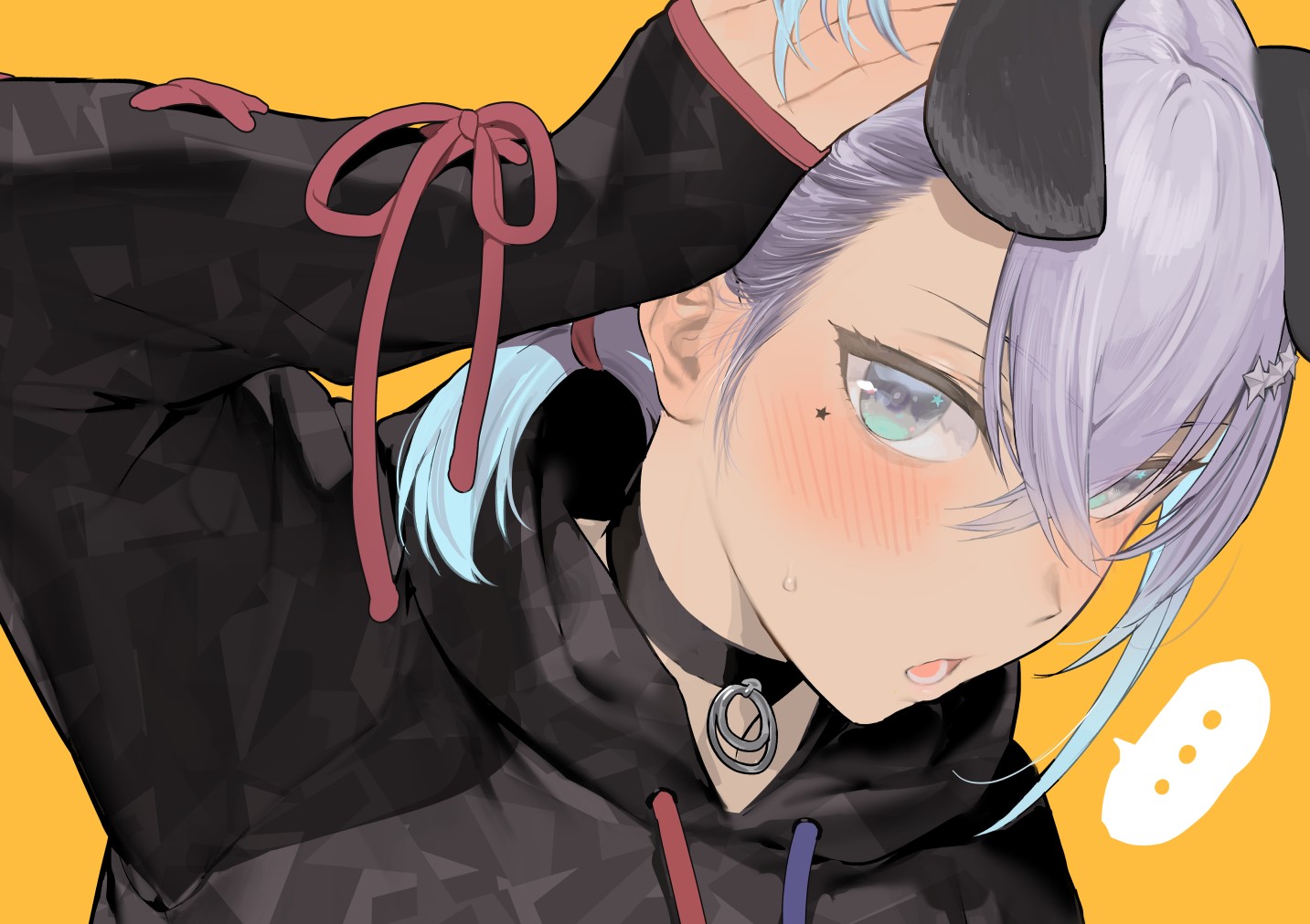 anime, blushing, iku (ikuchan kaoru), original characters, simple background, anime girls, animal ears HD Wallpaper
