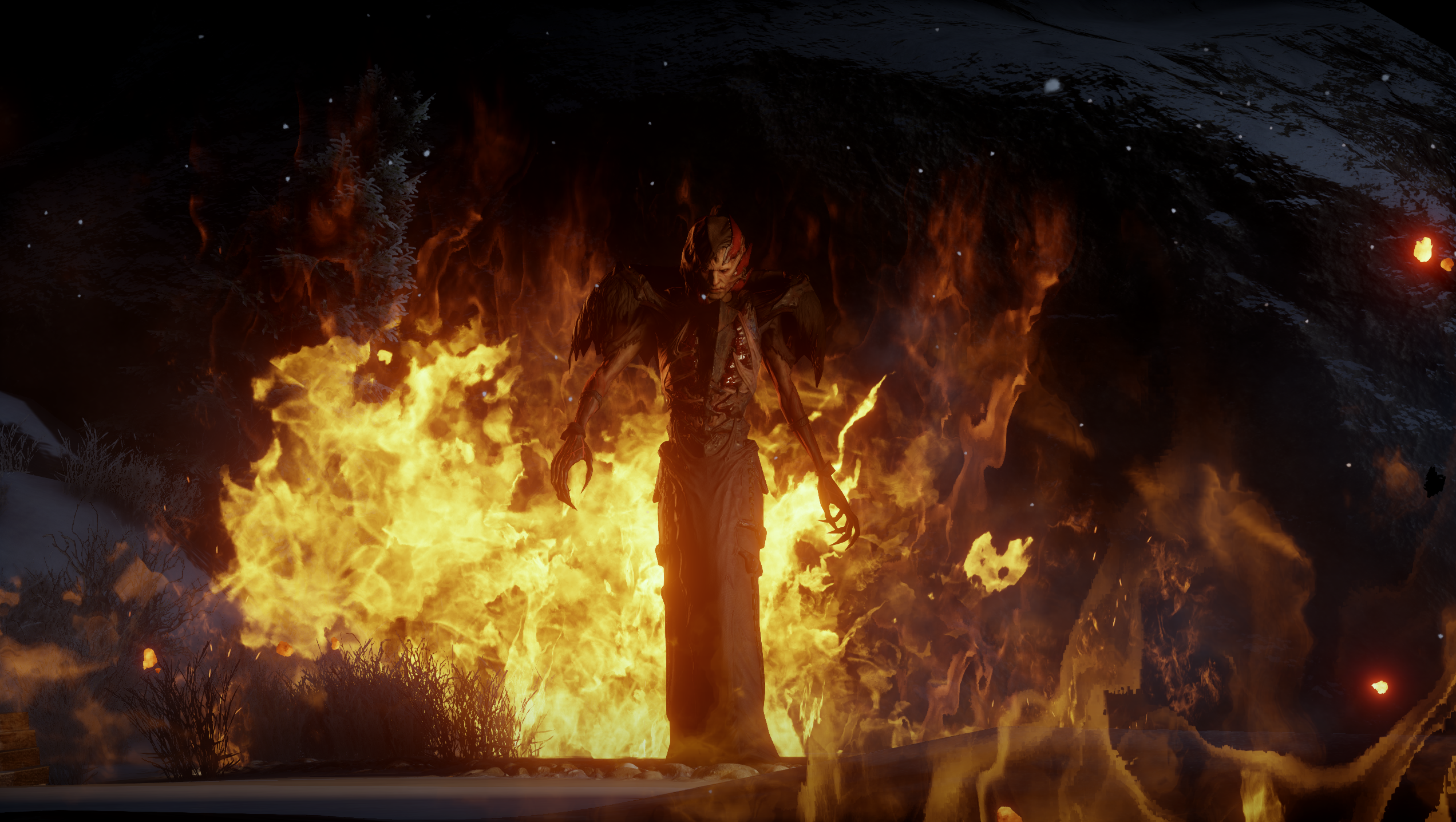 orange, Corypheus, Dragon Age, Bad guys, video games, fire, red, Dragon Age: Inquisition, horror, PC gaming HD Wallpaper