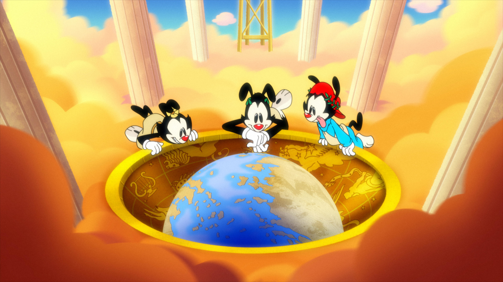 Animaniacs characters looking at the Earth HD Wallpaper