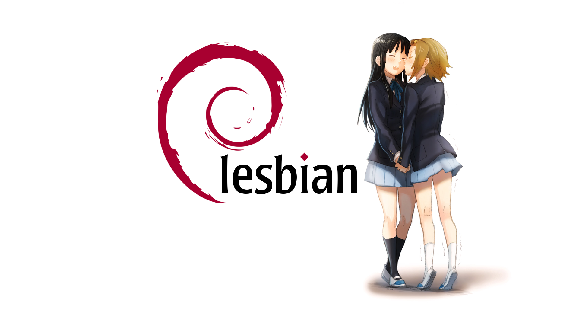 Linux, anime, screen shot, K-ON!, Tainaka Ritsu, Akiyama Mio, lesbians, Debian HD Wallpaper