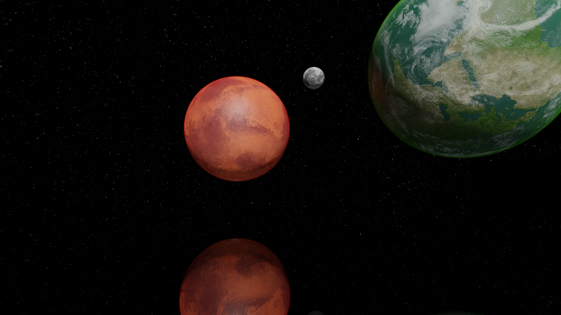 planet, 3D graphics, space art, space, Earthlike Planet, Blender, stars, Mars, Moon, science fiction HD Wallpaper