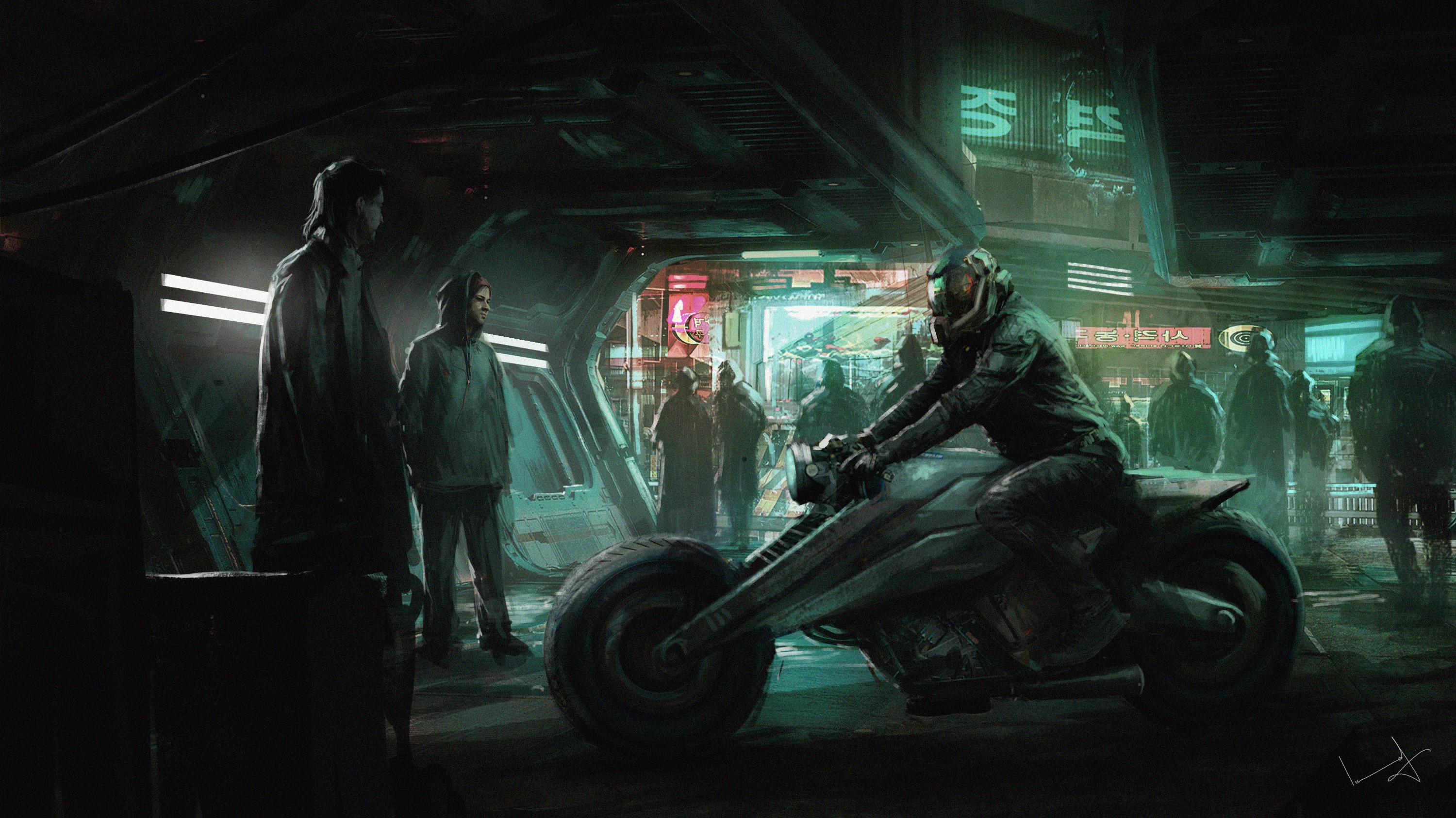 Cyberpunk 2077, video game art, Imad Awan, ArtStation, game art, artwork, fan art, motorcycle, digital art, futuristic, video games, cyberpunk HD Wallpaper