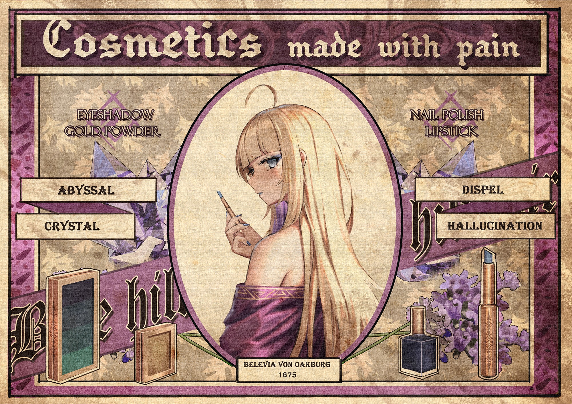 blonde, cosmetics, yurichtofen, anime, anime girls HD Wallpaper