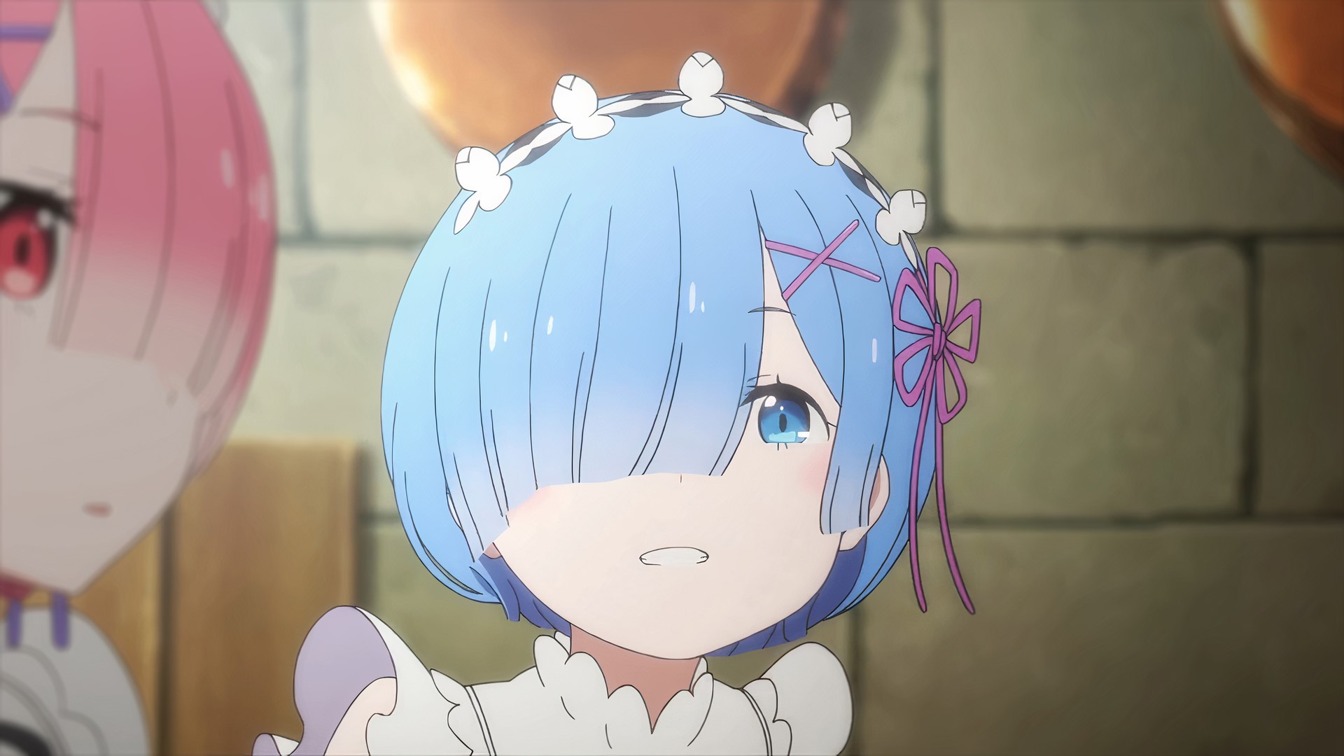 blue hair, anime, Rem (Re: Zero), anime girls, Ram (Re: Zero), smiling, short hair, maid, Re:Zero Kara Hajimeru Isekai Seikatsu HD Wallpaper