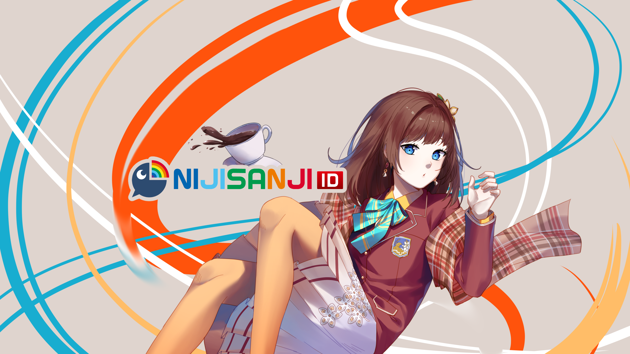 Hana Macchia, anime girls, Nijisanji, blue eyes, brunette HD Wallpaper