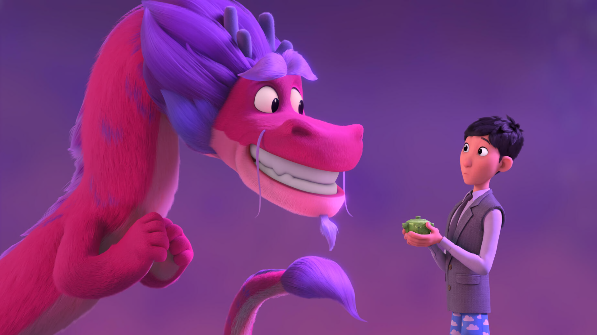Long the Dragon and Din Song from Wish Dragon HD Wallpaper