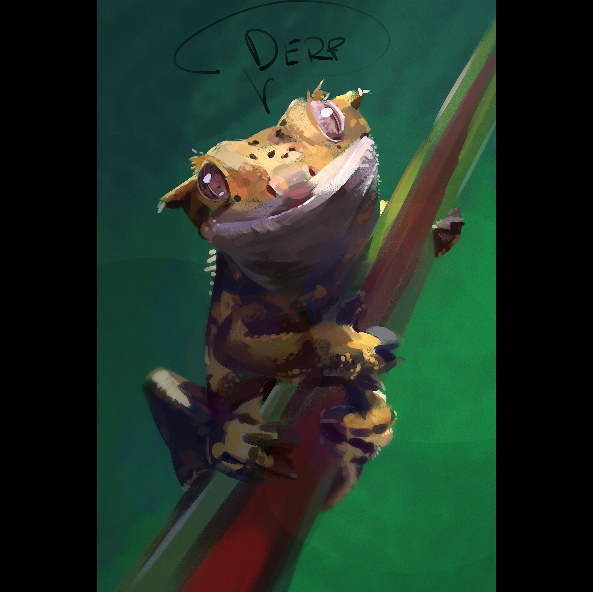 looking at viewer, artwork, fan art, portrait display, frog, drawing, digital painting, digital art HD Wallpaper