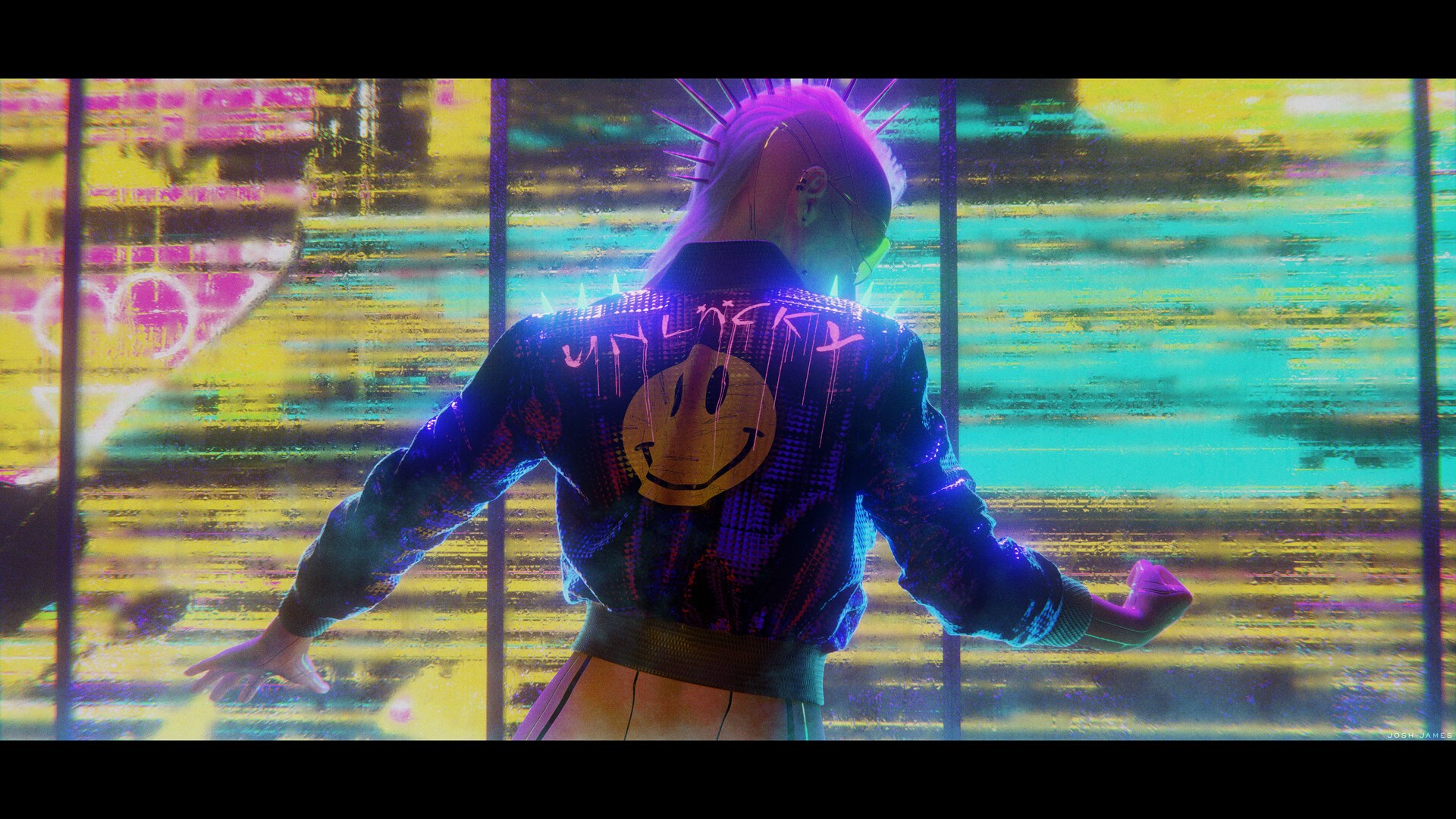 Cyberpunk 2077, artwork, lights, digital art, fan art, digital painting, back, undercut (hairstyle), women, cyberpunk HD Wallpaper