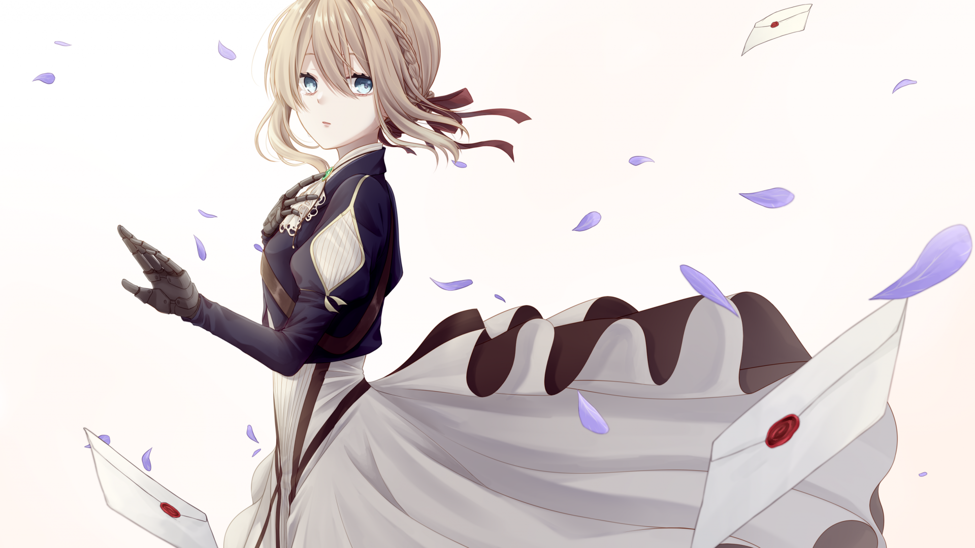 anime, blue eyes, dress, anime girls, blonde, Violet Evergarden HD Wallpaper